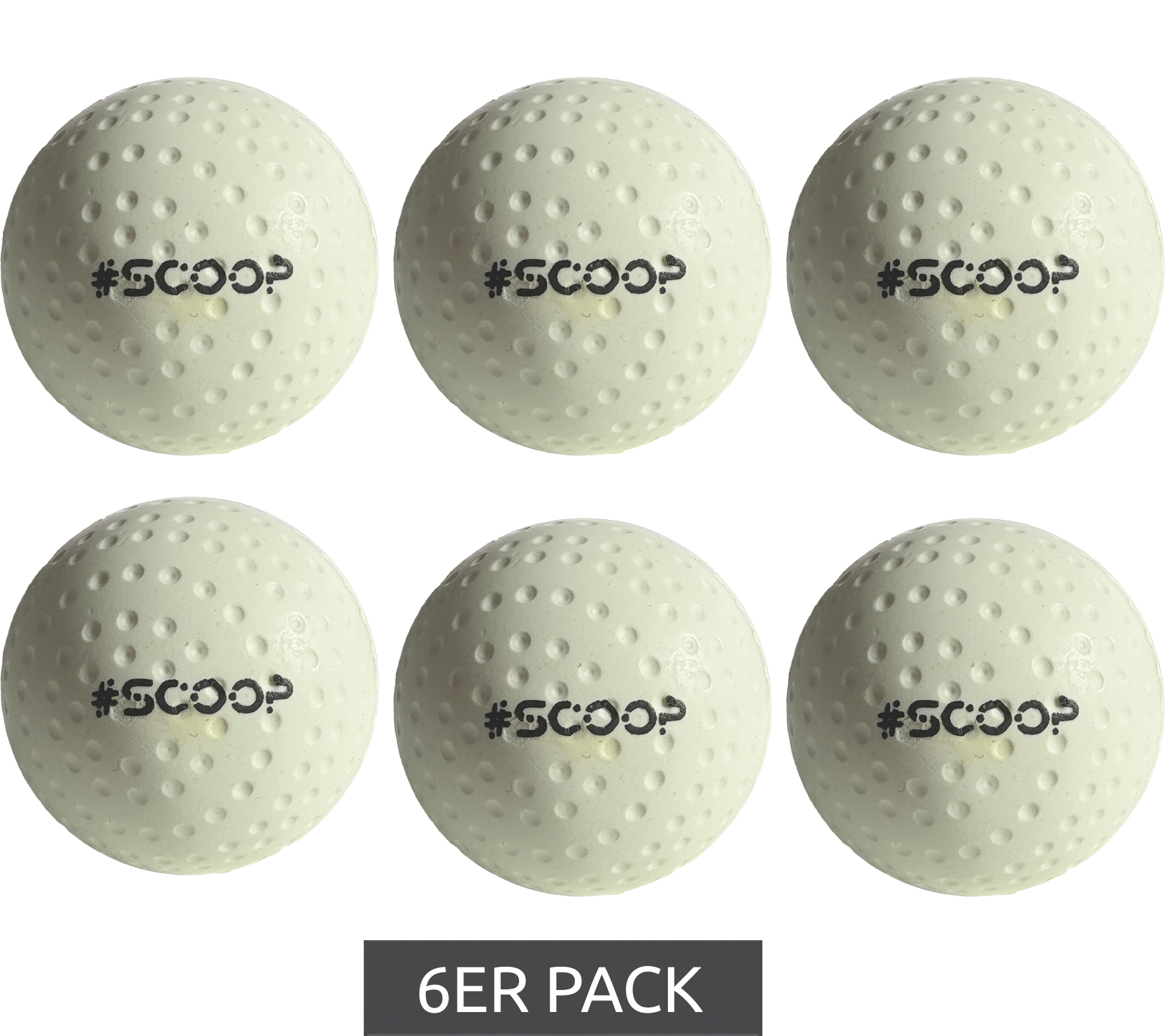 6er Pack SCOOP X-Treme Hockey Street-Balls mit Dimple-Design Hockeyball Sport-Ausrüstung NL266447 Weiß