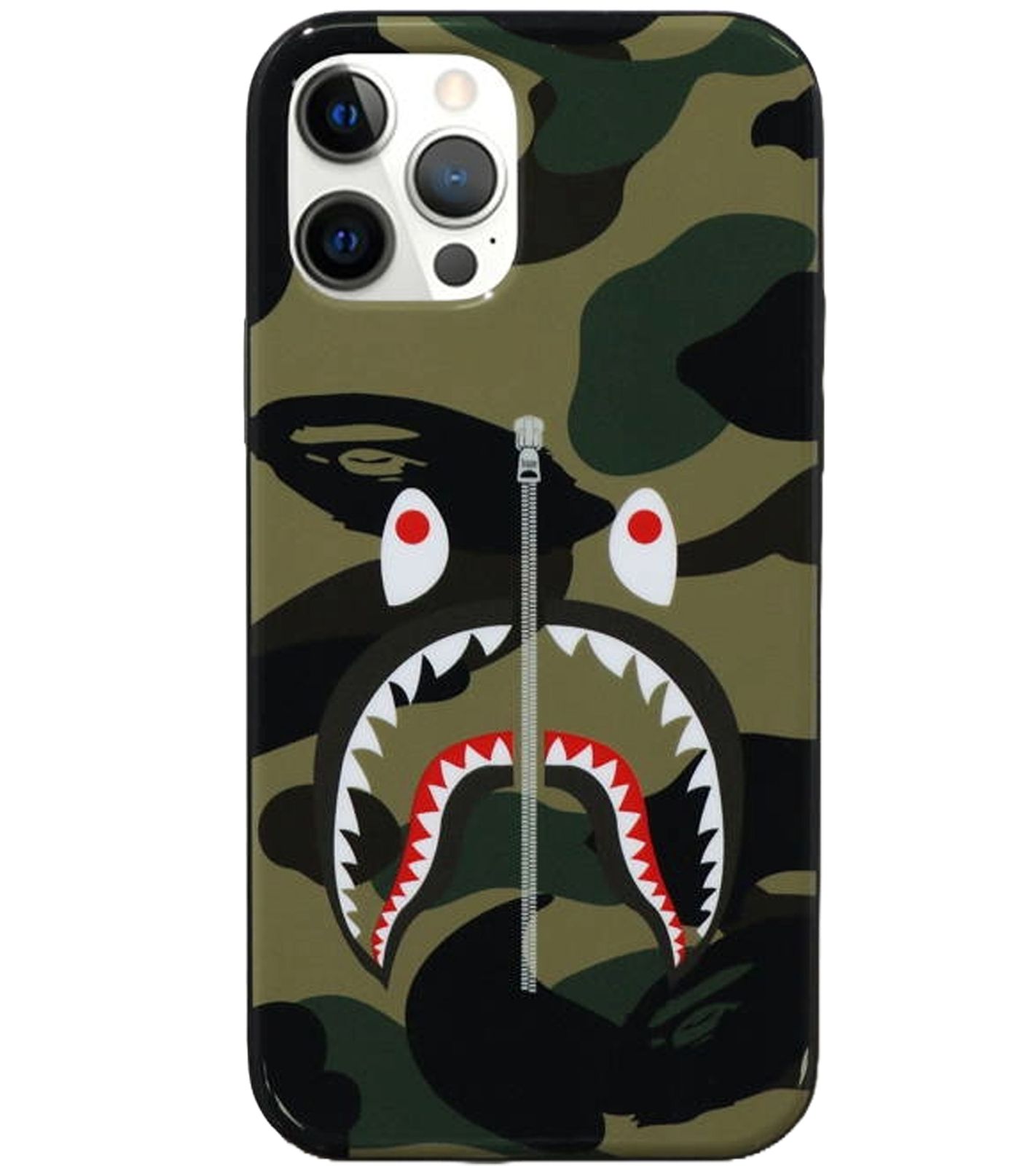 A Bathing Ape 1st Camouflage Shark iPhone 12 / 12 Pro Hülle Streetwear Edition Handyhülle Grün