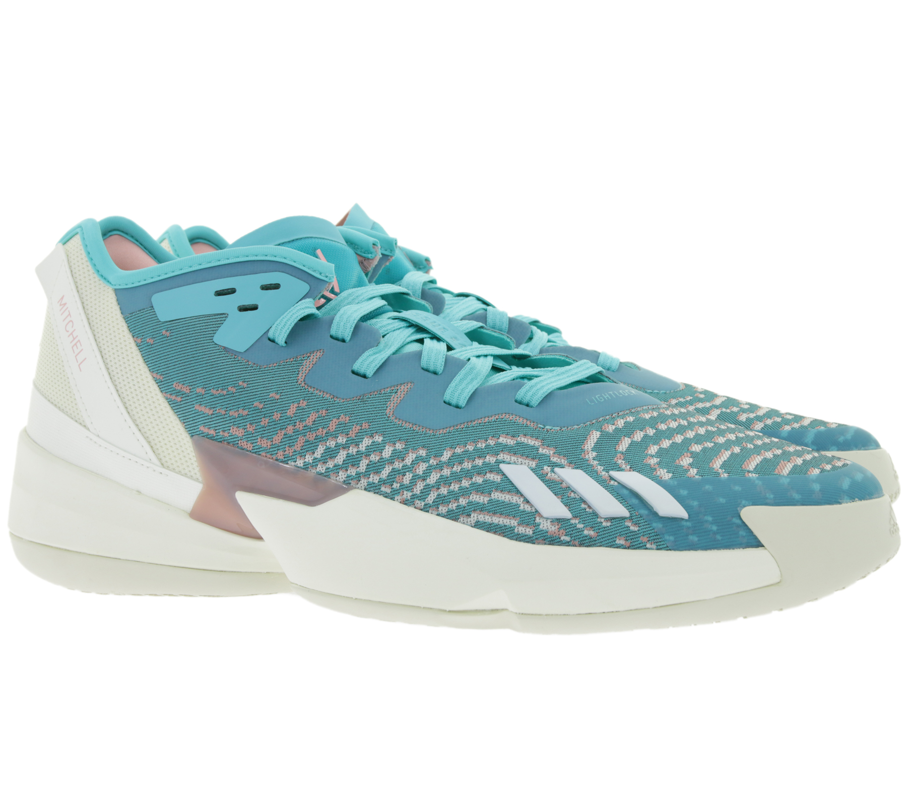 adidas D.O.N. Issue 4 Basketball-Schuhe ab Schuh-Größe 50 nachhaltige Donovan Mitchell Style Hallen-Schuhe mit Bounce Sohle HR0718 Türkis/Weiß/Blau
