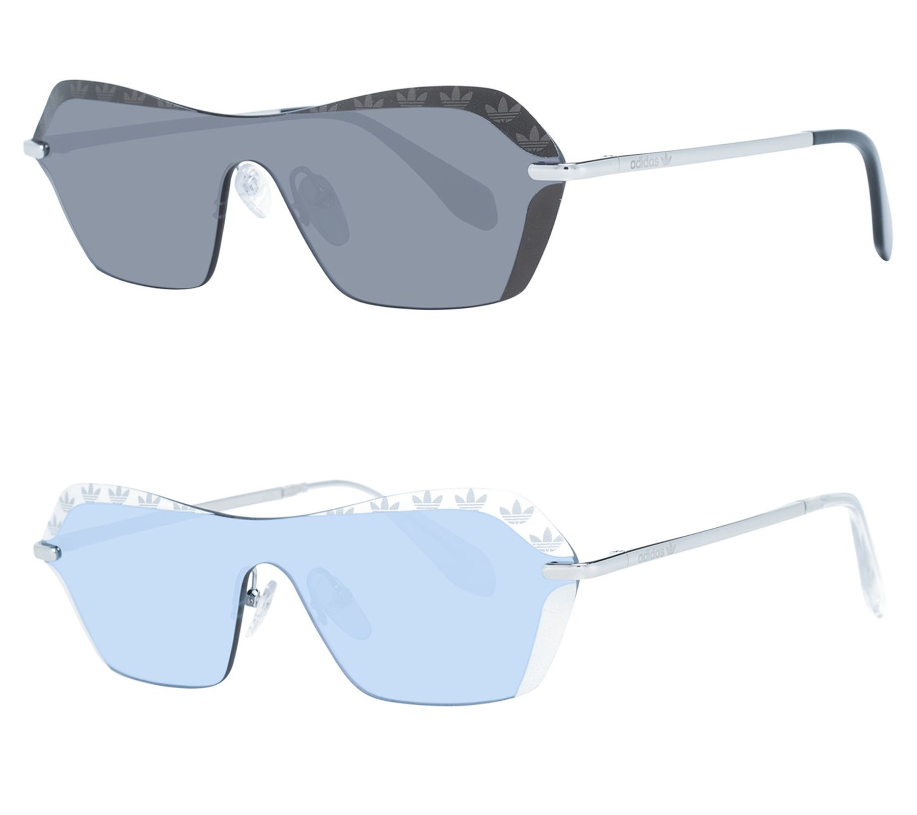 adidas Damen Sonnenbrille verspiegelte Brille Strand-Brille mit rechteckigen Gläsern randlose Brille mit Marken-Logo Filterkategorie 2 oder 3 Urlaubs-Brille EW351 Weiß oder Schwarz