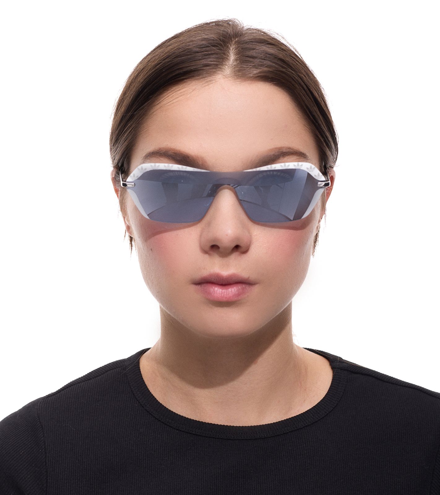 adidas Damen Sonnenbrille verspiegelte Brille Strand-Brille mit rechteckigen Gläsern randlose Brille mit Marken-Logo Filterkategorie 2 Urlaubs-Brille EW3511 Weiß/Blau/Silber