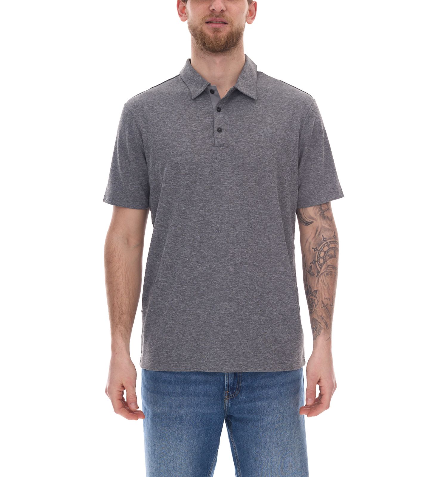 adidas Drive Polo Heather Herren Polo-Shirt mit AeroReady nachhaltiges Sport Golf-Hemd H56773 Anthrazit