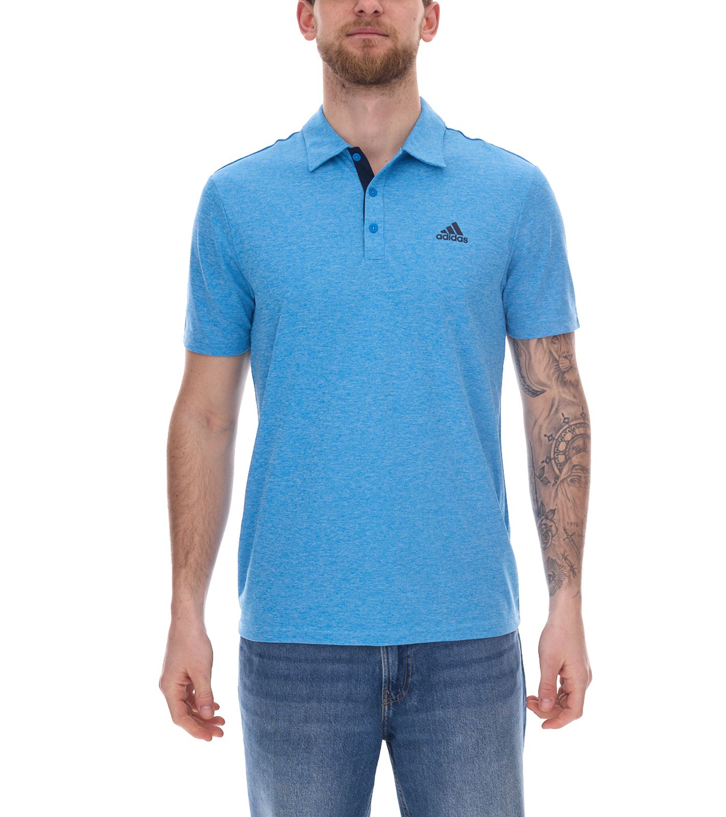 adidas Drive Polo Heather Herren Polo-Shirt mit AeroReady nachhaltiges Sport Golf-Hemd H56777 Blau