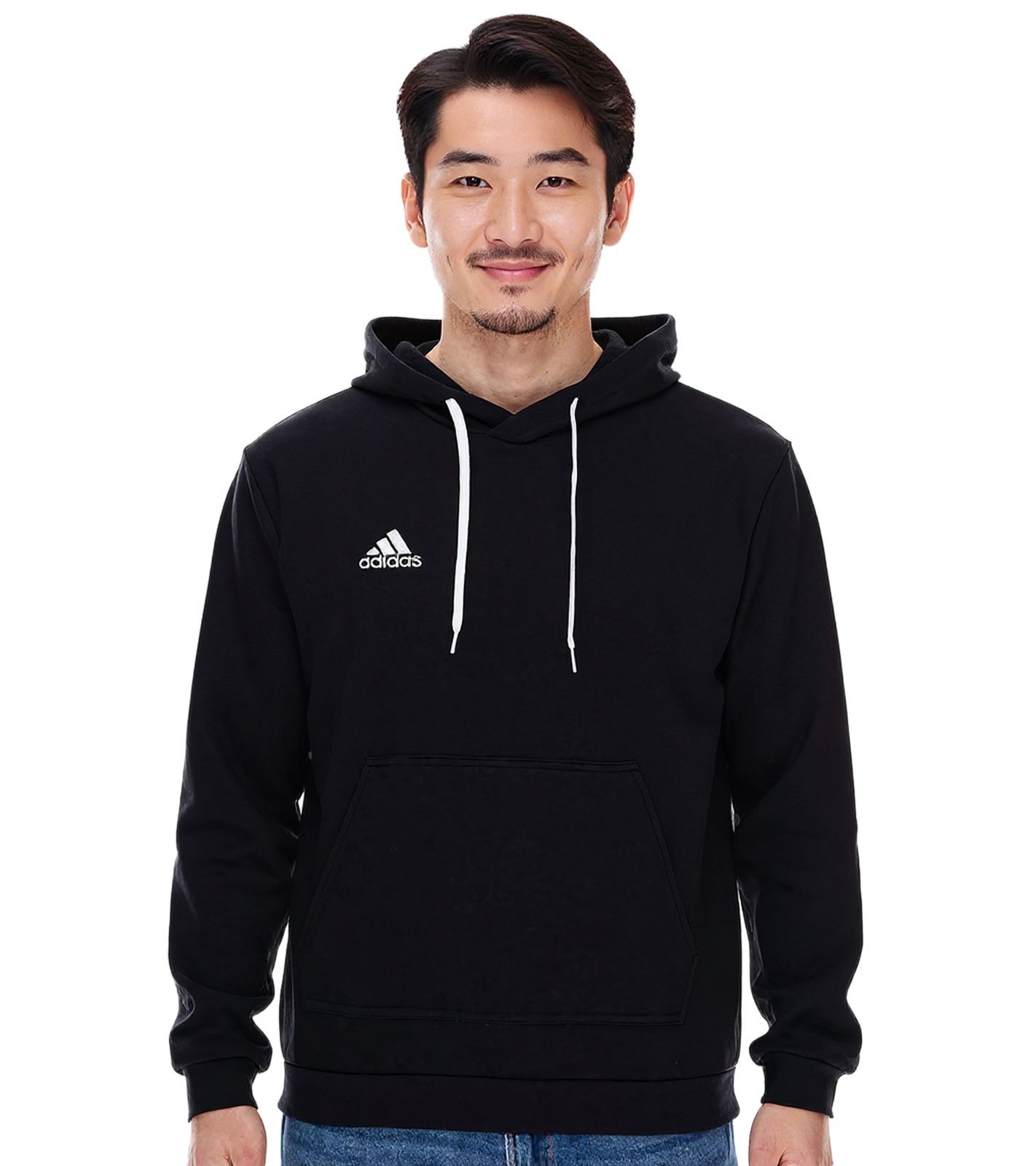 adidas Entrada 22 Hoody Herren Kapuzen-Pullover nachhaltiger Herren Baumwoll-Sweater mit Kängurutasche Hoodie H57512 Schwarz