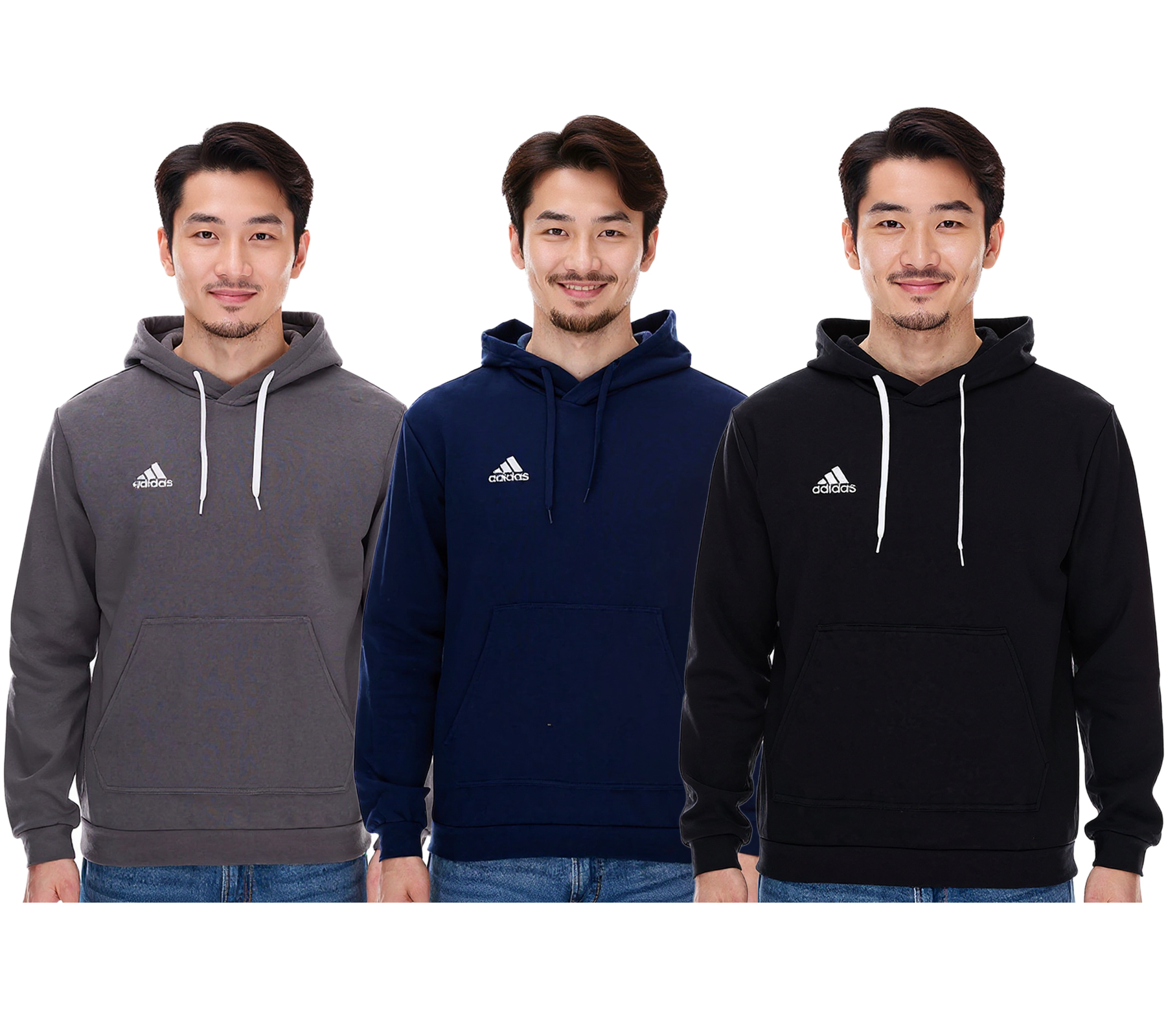 adidas Entrada 22 Hoody Herren Kapuzen-Pullover nachhaltiger Herren Baumwoll-Sweater mit Kängurutasche Hoodie in Schwarz, Navy oder Grau
