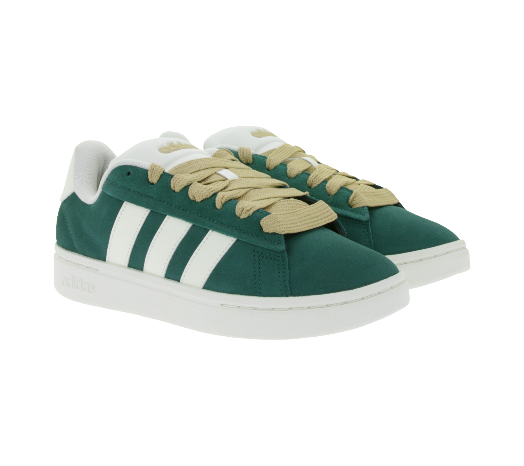 adidas Grand Court Alpha Damen Sneaker mit Cloudfoam-Technologie Freizeit-Schuhe Schnür-Schuhe IH3850 Grün/Weiß