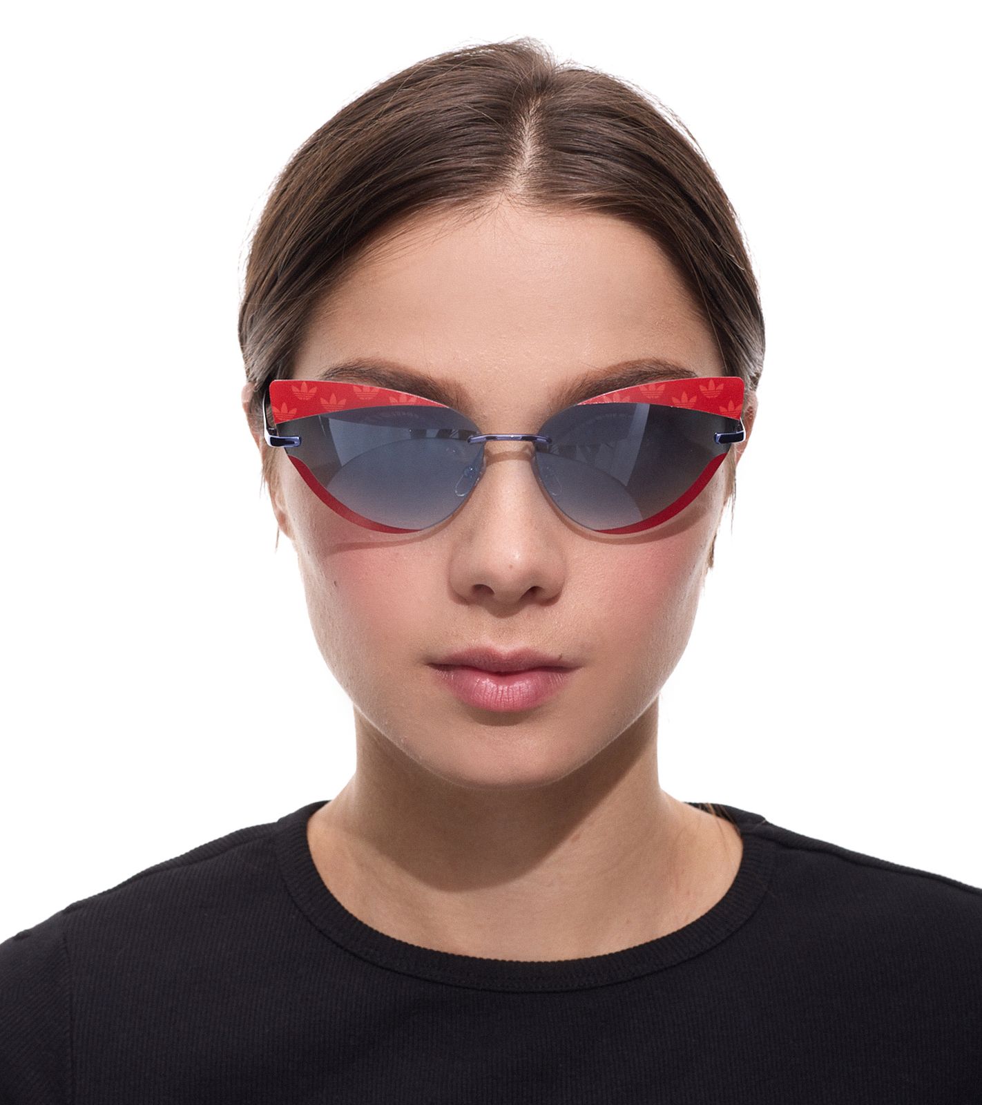 adidas Sonnen-Brille Damen mit blauen Gläsern und roten Bügeln UVA & UVB Schutz Freizeit-Brille EW3517 Rot