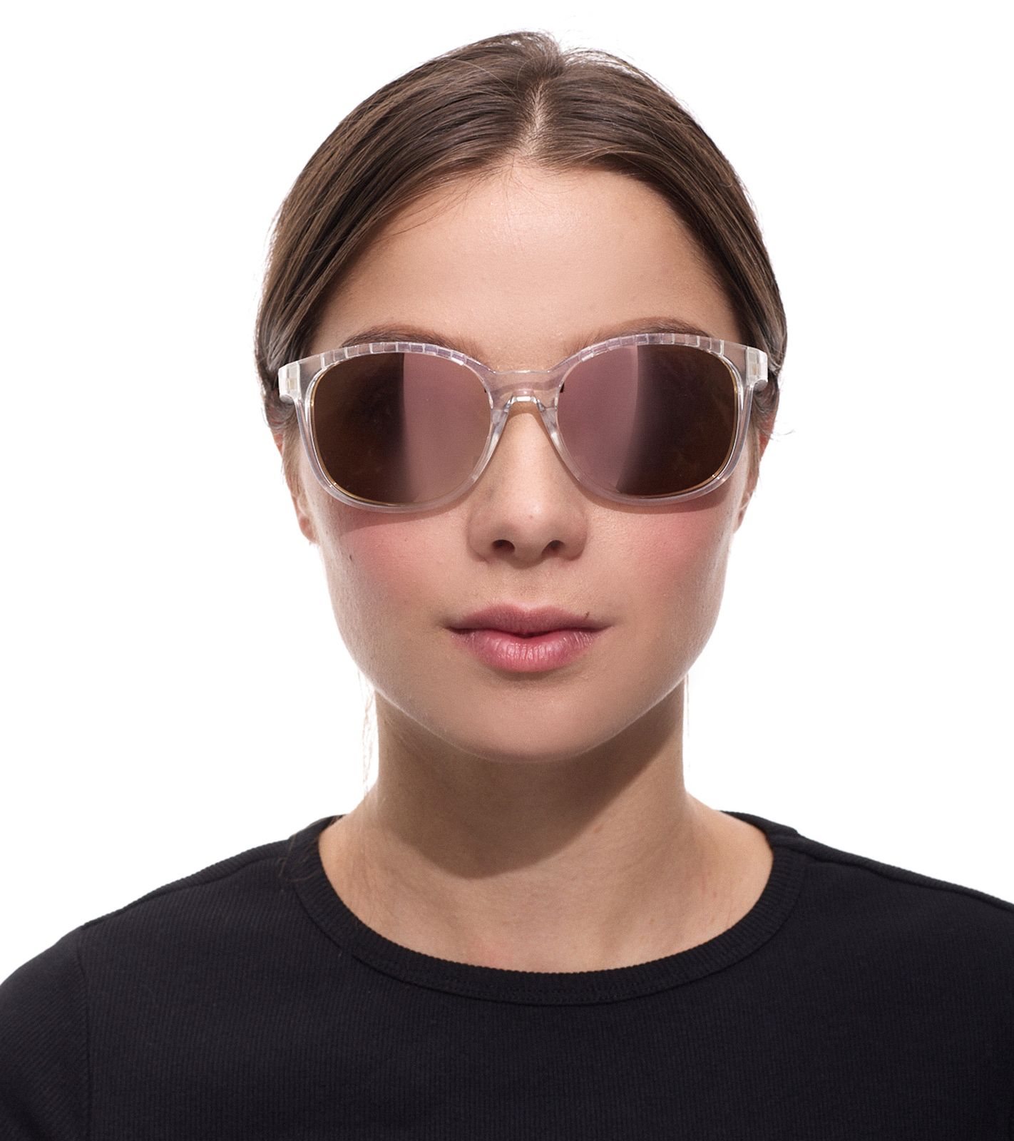 adidas Sport Damen Sonnen-Brille mit verspiegelten Kupfer/Braunen Gläsern Lauf-Brille Freizeit-Brille SP0011 5826G Transparent