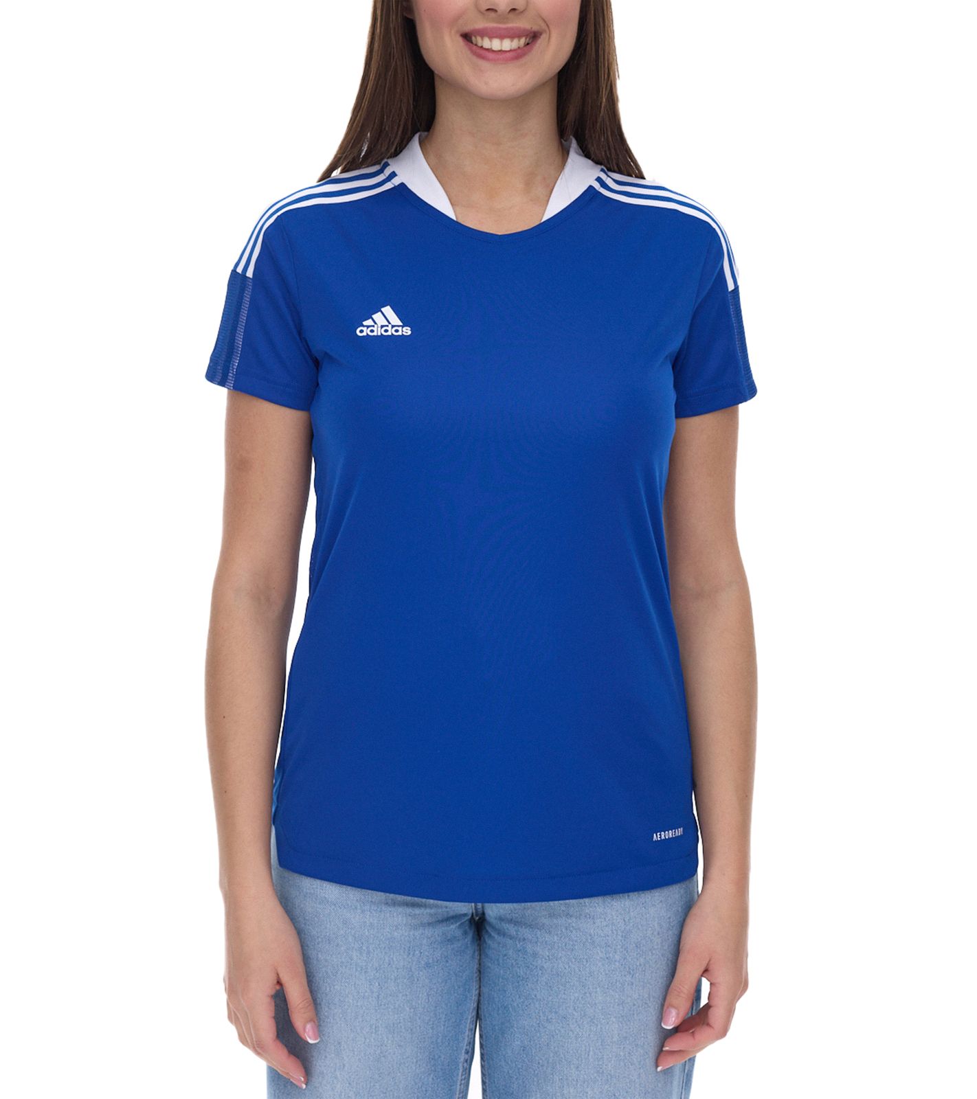 adidas TIRO 21 Trikot Damen Trainings-Shirt mit AeroReady aus recyceltem Material Sport-Shirt Fitness-Shirt GM7583 Blau