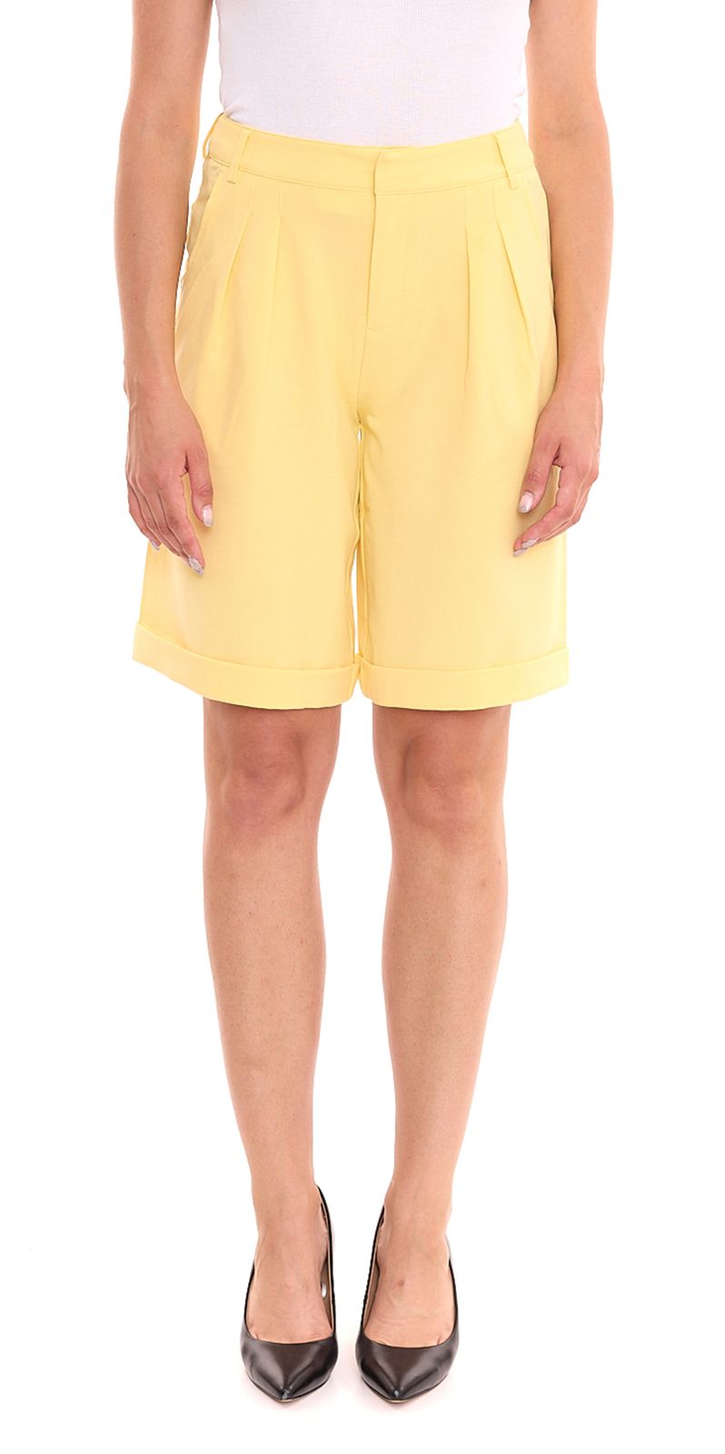 AjC Damen Anzug-Shorts elegante kurze Hose Mode-Bermuda Wide Leg 49801848 Gelb