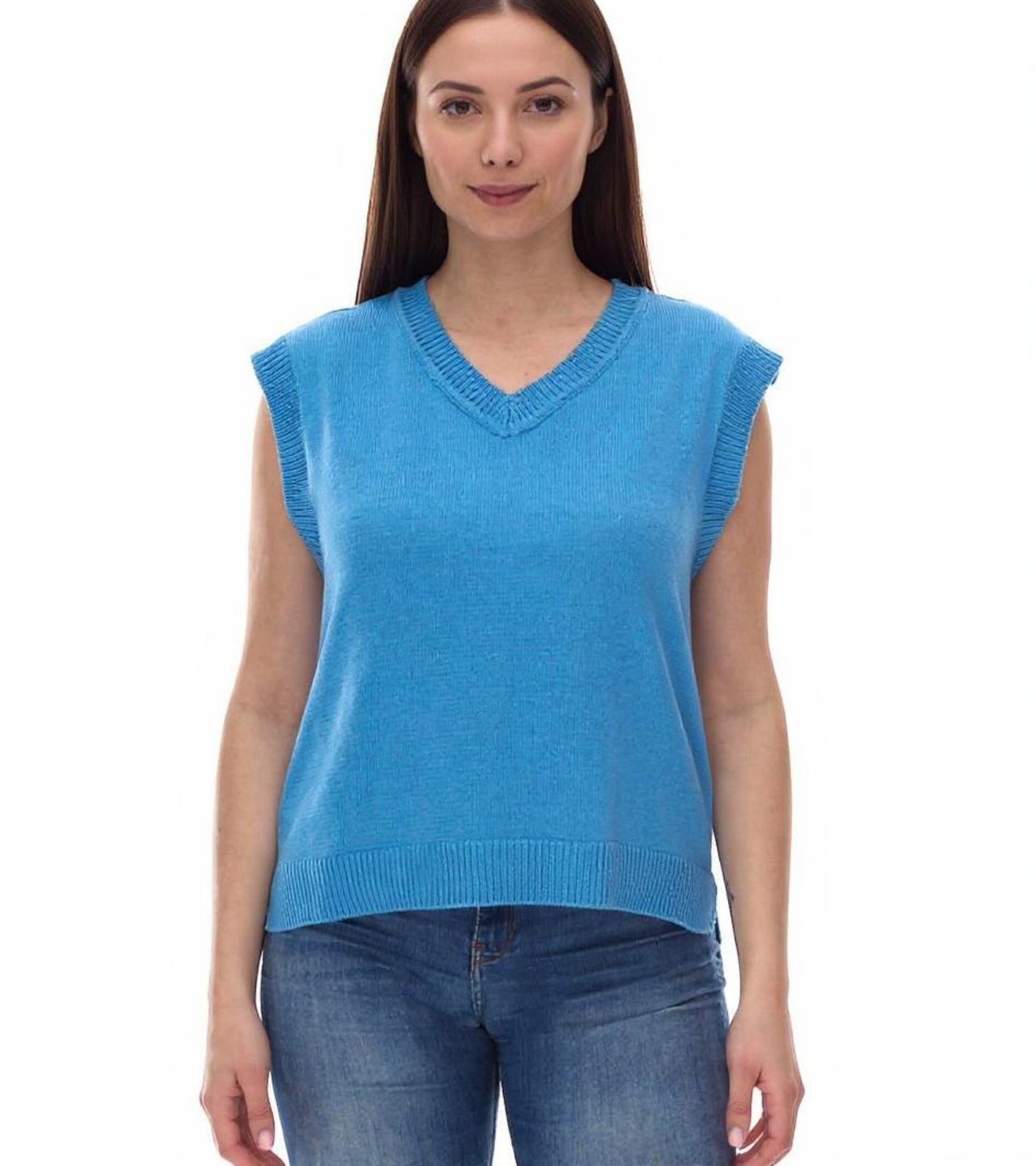 ALIFE AND KICKIN AudraAK Damen Strick-Pullunder mit V-Ausschnitt Sommer-Shirt 66809103 Blau