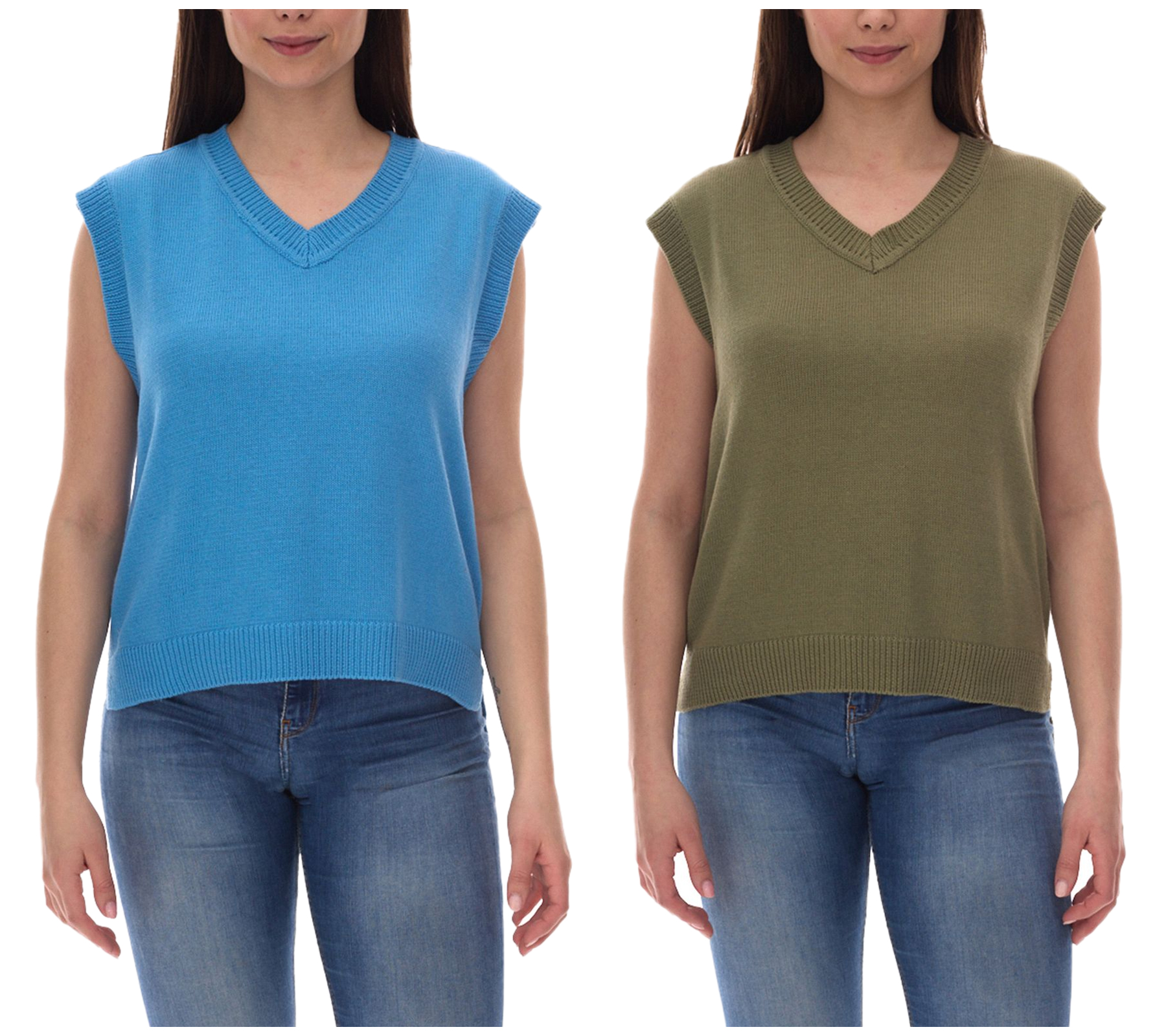 ALIFE AND KICKIN AudraAK Damen Strick-Pullunder mit V-Ausschnitt Sommer-Shirt Blau oder Grün