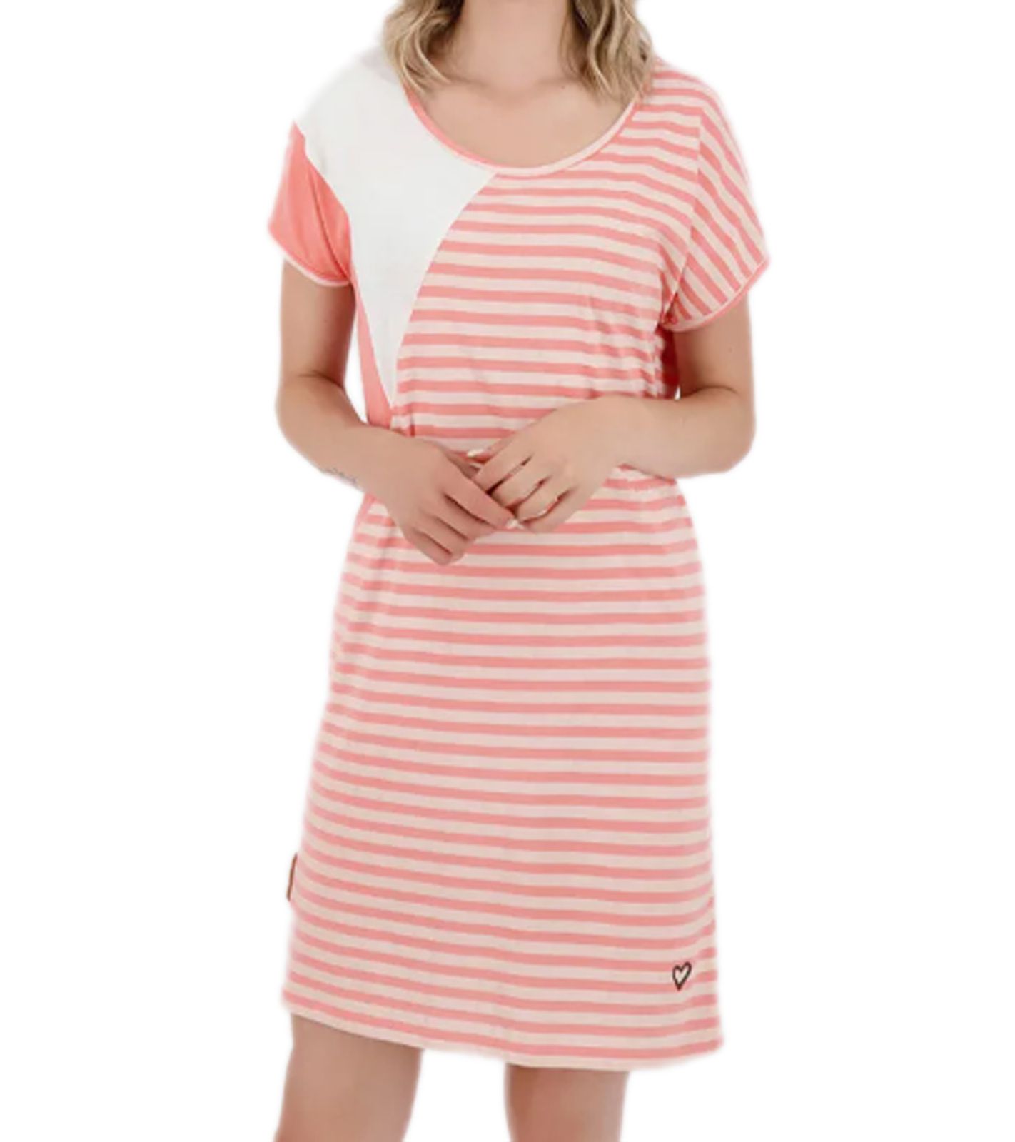 ALIFE AND KICKIN Damen Sommer-Kleid Mini-Kleid gestreift 39559503 Apricot/Rosa