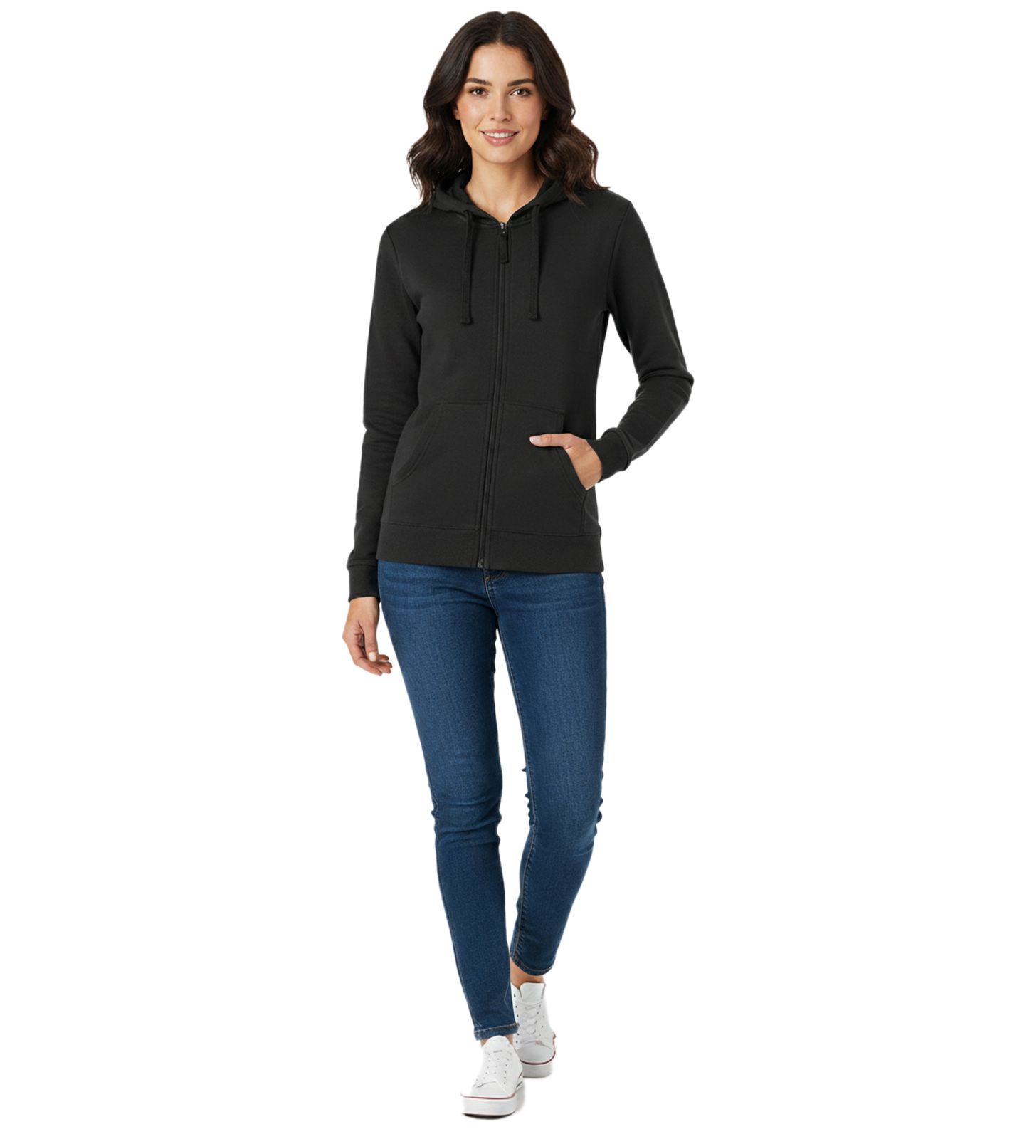 alltagstaugliche Helly Hansen Damen Sweat-Jacke mit Kapuze Zip-Hoodie mit Taschen 280 g/m² 79217_990 Schwarz
