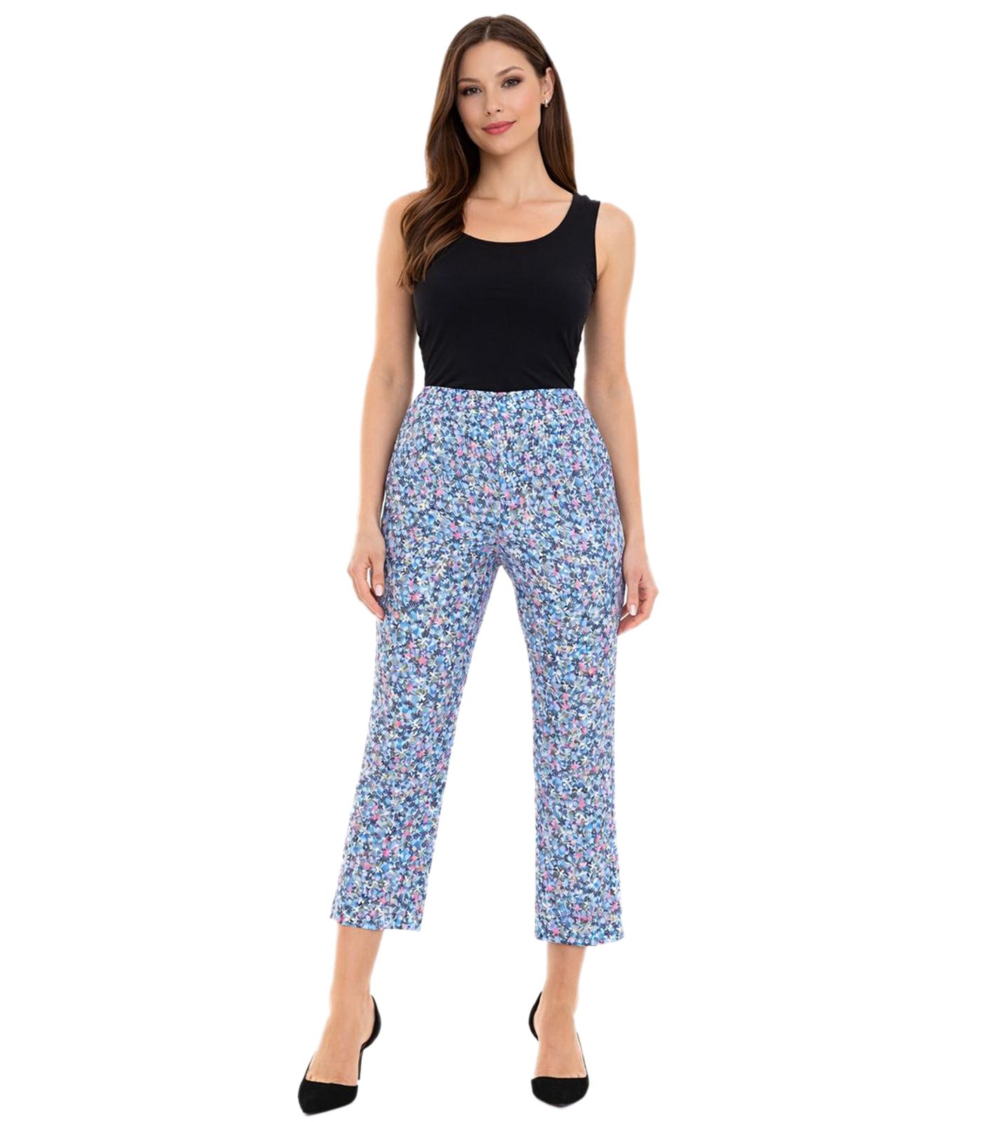 Aniston CASUAL Damen 7/8-Hose lässige Sommer-Hose mit Blümchen-Muster 17521410 Blau