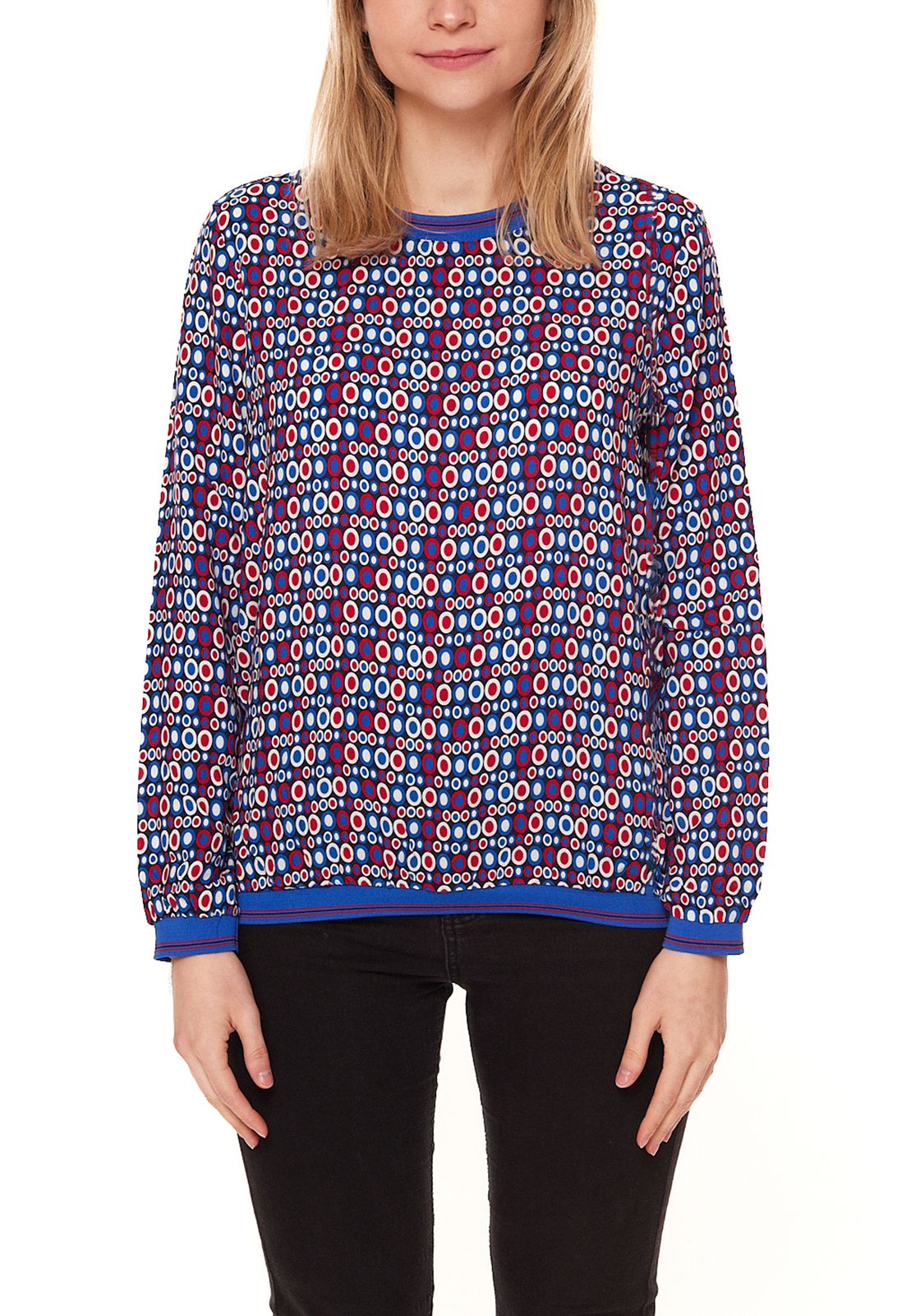 Aniston CASUAL Damen Blusen-Shirt im Retro-Design Bluse figurumspielend 12710658 Schwarz/Bunt
