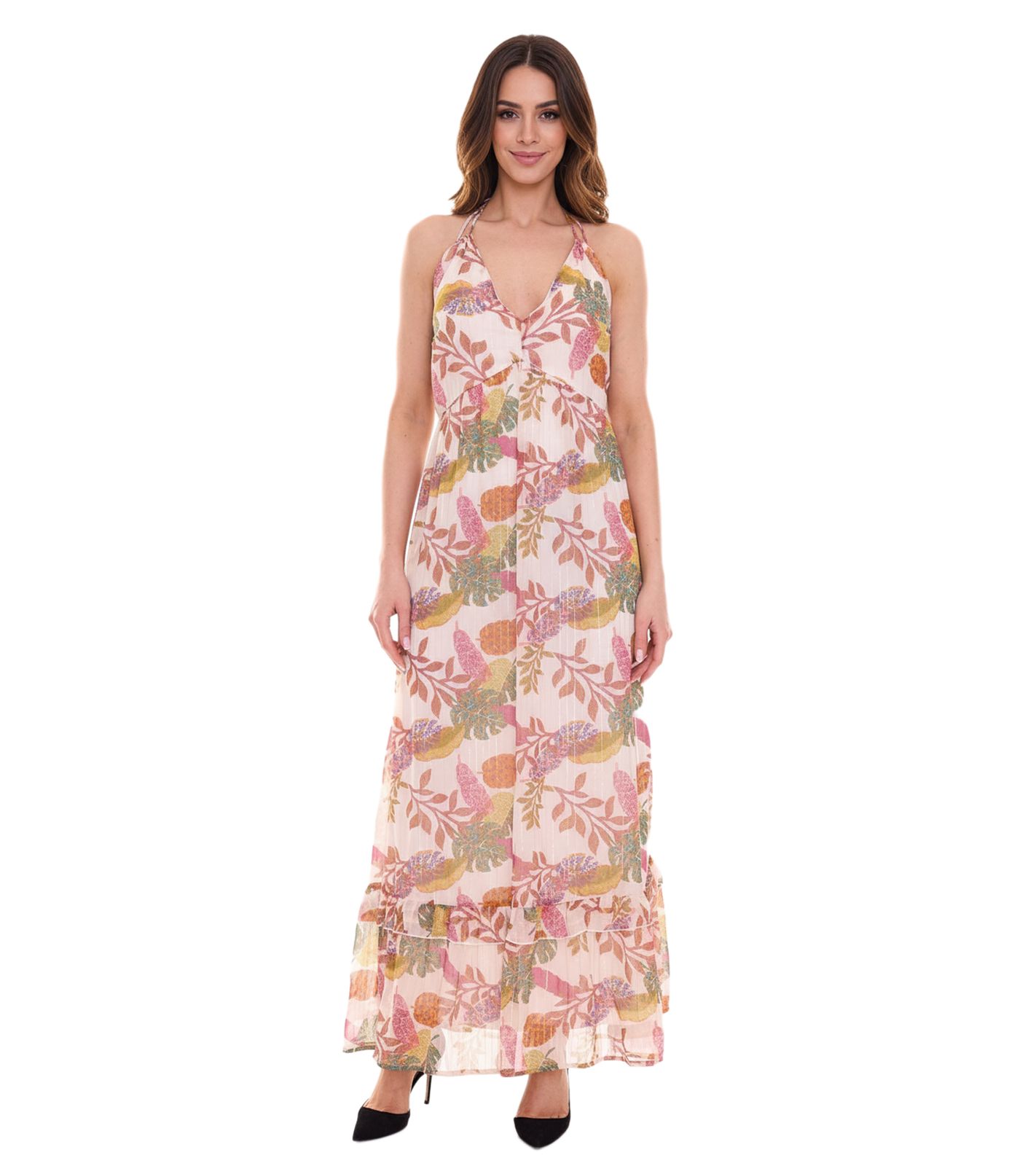 Aniston CASUAL Damen Maxi-Kleid mit Allover-Print Sommer-Kleid 46746028 Bunt