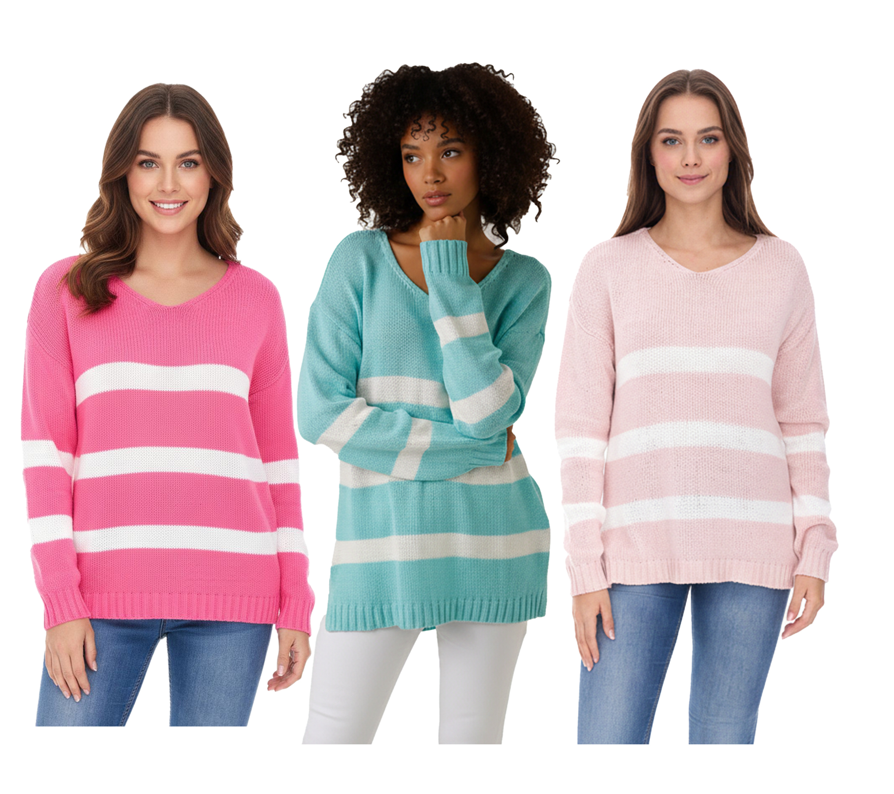 Aniston CASUAL Damen Strick-Pullover mit Baumwollanteil Alltags-Pullover Langarm-Shirt Pink, Rosa oder Türkis