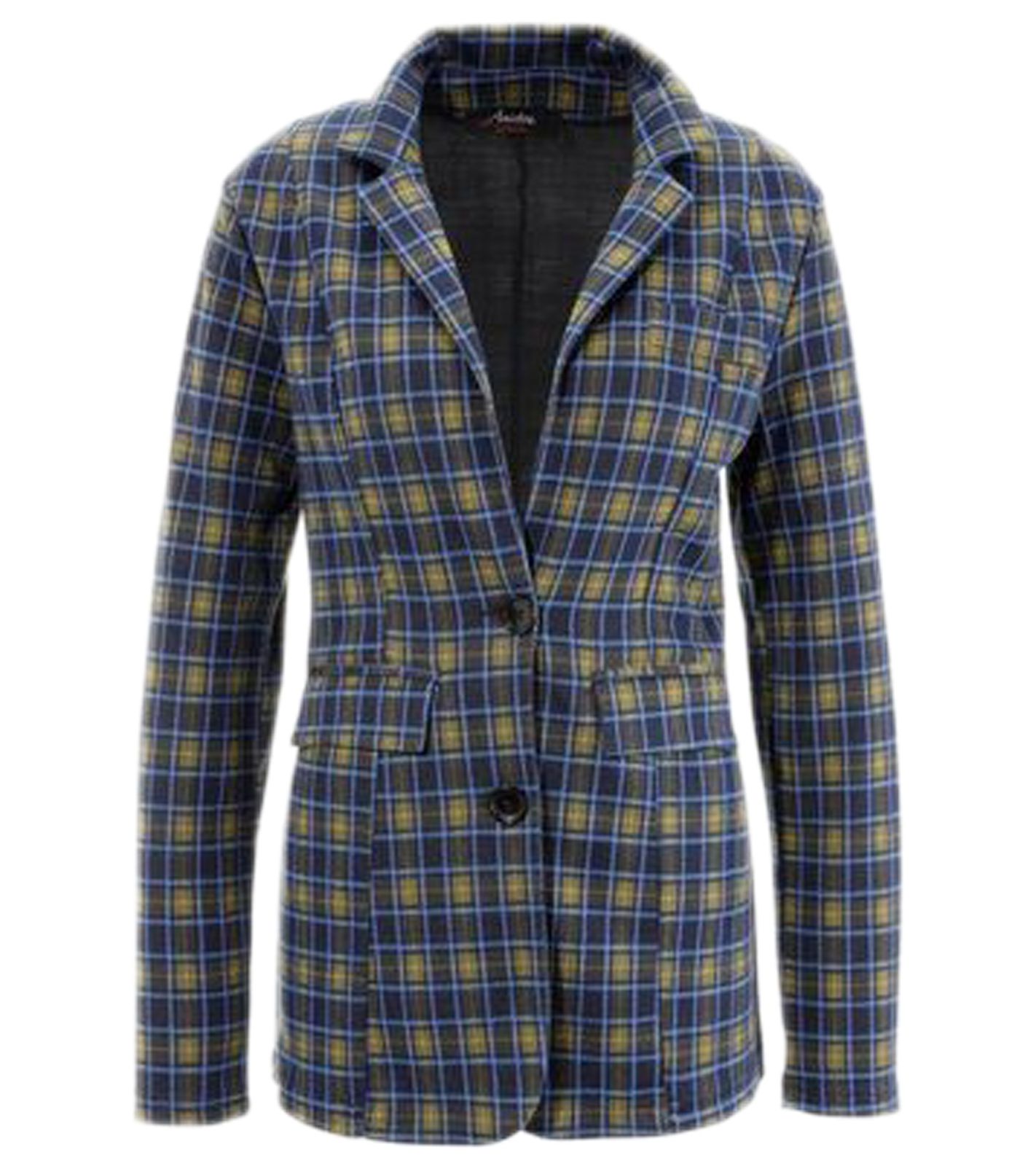 Aniston SELECTED Damen Alltags-Blazer karierte Business-Jacke Anzug-Jacke 60669556 Blau/Orange
