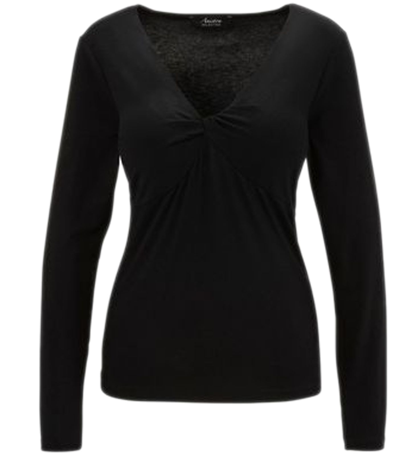 Aniston SELECTED Damen Langarm-Shirt mit Knotendetails Alltags-Pullover 15858260 Schwarz