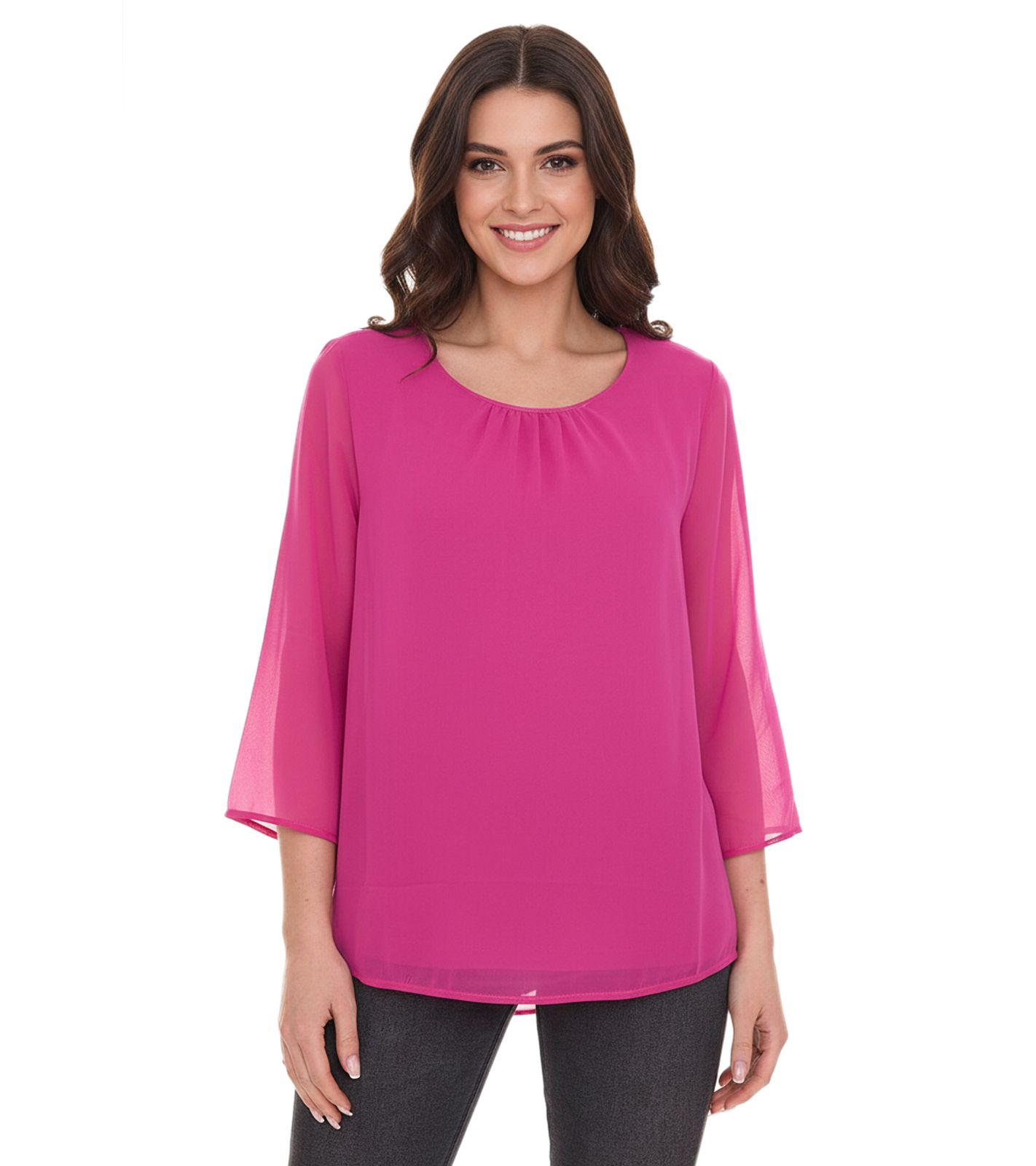 Aniston SELECTED Damen modische Sommer-Bluse mit 3/4-Ärmeln 16113300 Pink