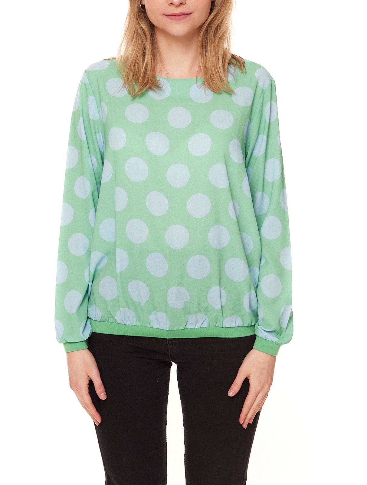 Aniston SELECTED FM Damen Blusen-Shirt Allover mit Punkten bedruckt figurumspielend 37847721 Grün/Blau