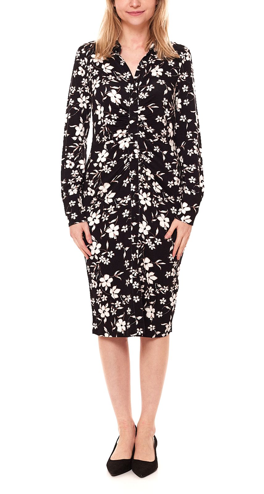 Aniston SELECTED Kleid luftiges Damen Sommer-Kleid mit Allover Blumen-Print 42093138 Schwarz/Braun