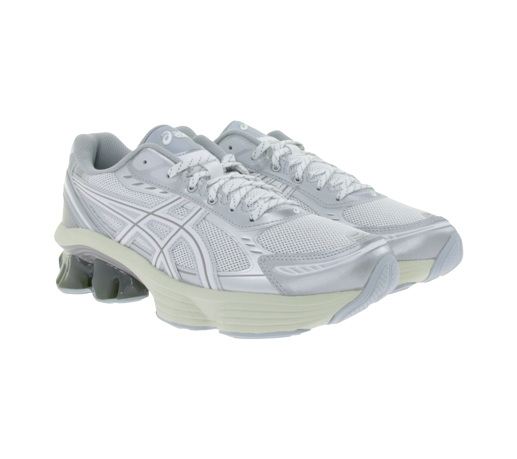 Anspornende asics Gel-Kinetic Fluent Lauf-Schuhe mit GEL-Dämpfung und TRUSSTIC Stützsystem Sport-Sneaker Schnürschuhe 1203A591-101 Weiß/Silber