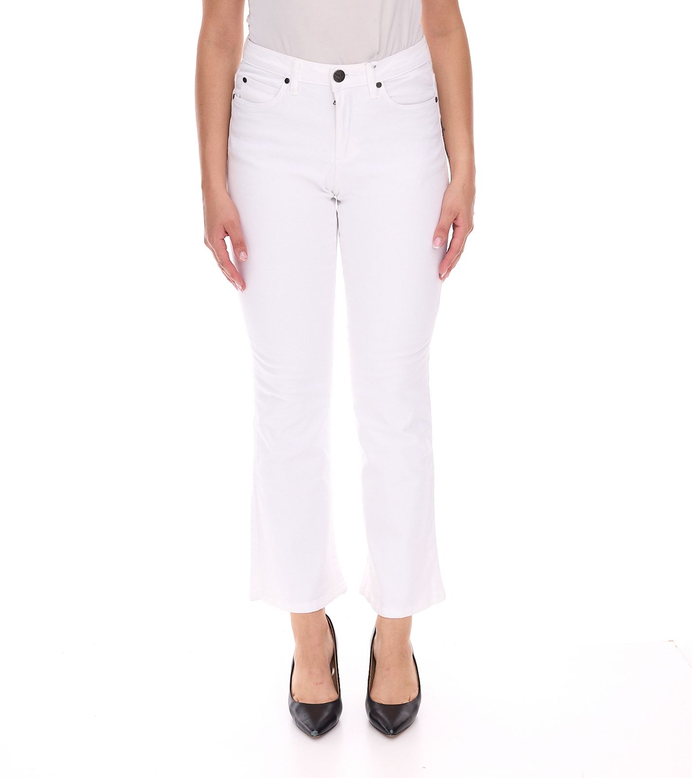 ARIZONA Damen Bootcut-Jeans modische High-Waist Denim-Hose im 5-Pocket-Style 205716 Weiß
