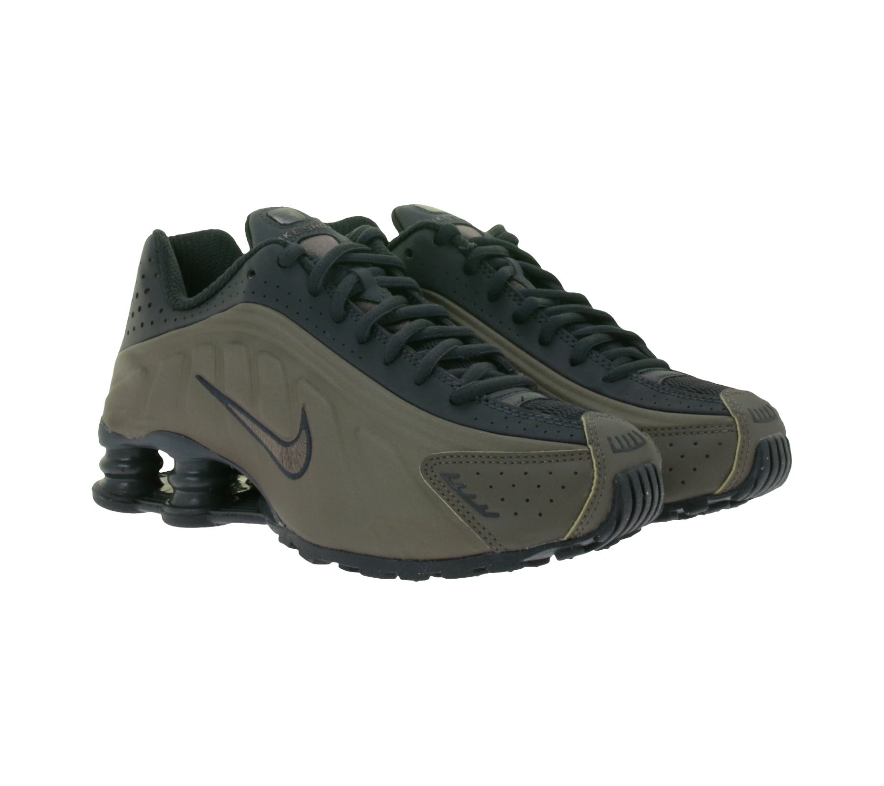 ausgefallene NIKE Shox R4 Damen Low-Top-Sneaker mit Shox-Technologie Sport-Schuhe Lauf-Schuhe AR3565 007 Schwarz/Grau
