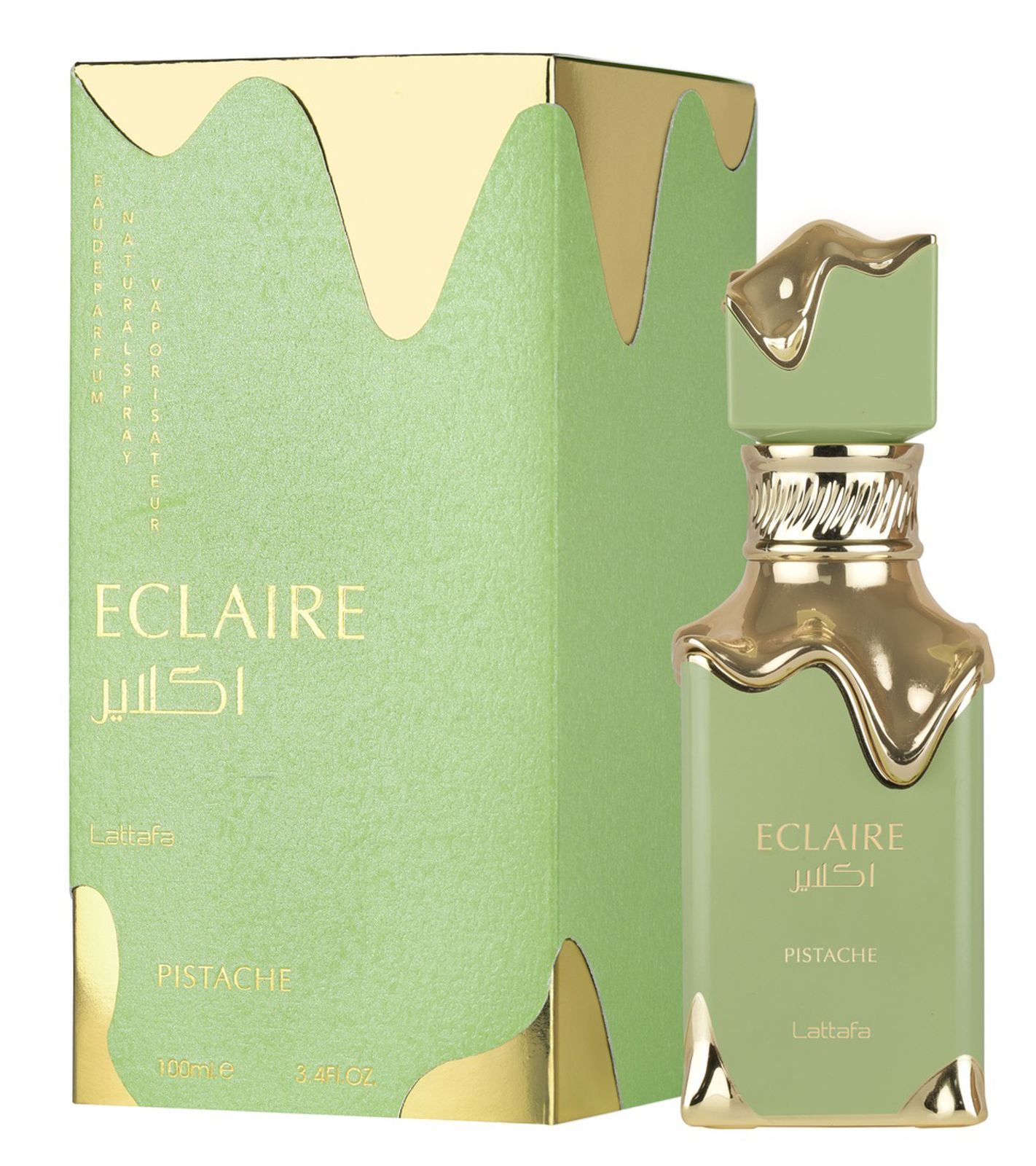 außergewöhnliches Lattafa Eclaire Pistache Unisex Parfum süßig cremiges Körper-Parfüm für Damen und Herren 100ml Grün