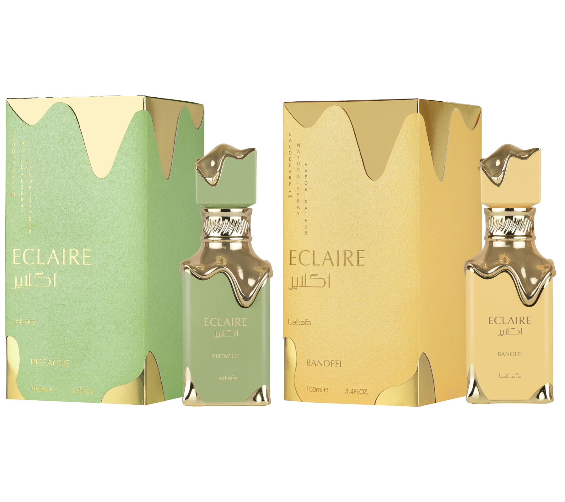außergewöhnliches Lattafa Eclaire Unisex Parfum süßes Körper-Parfüm für Damen und Herren 100ml in Grün oder Gold