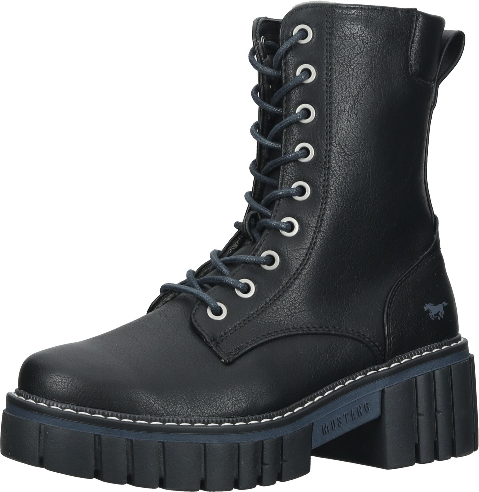 Bequeme MUSTANG Stiefelette Schnürschuhe für Damen 1447-506-9 Schwarz