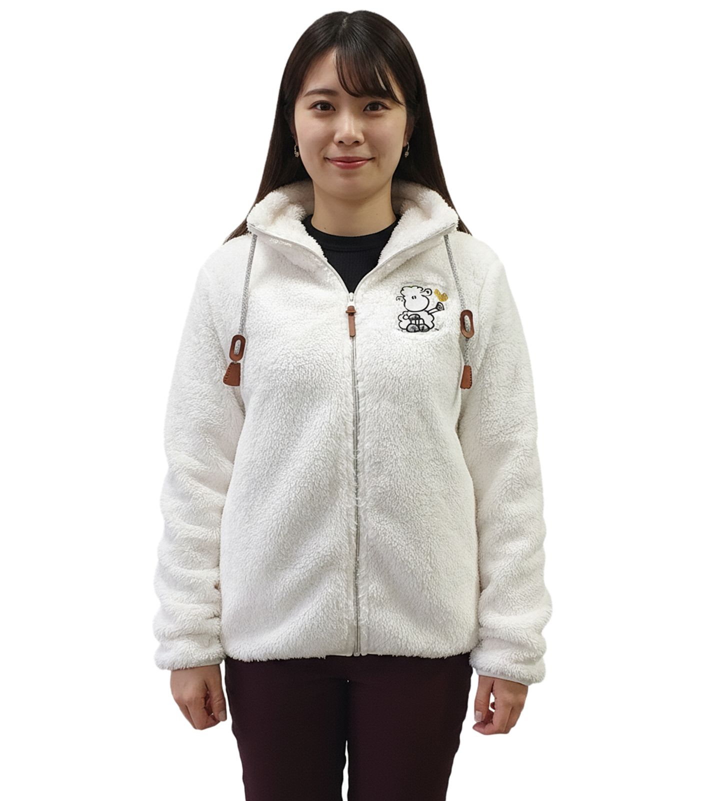 Bequeme sheepworld Damen Teddyfleece-Jacke mit gesticktem Motiv Kuschel-Jacke mit Stehkragen Sweat-Jacke 9863934 Weiß