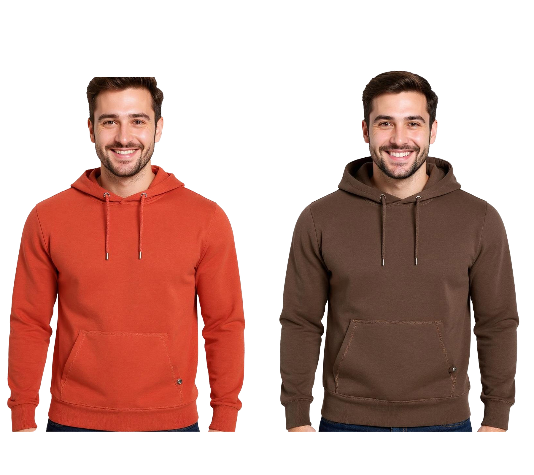 Bequemer Herren Hoodie Kapuzen-Pullover Basic-Pullover moderner Baumwoll-Pullover Sweater Große Größen in Rot oder Braun