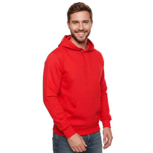 Bequemer Kapuzen-Pullover für Herren in Regular Fit-Passform Hoodie Sweater 19161 Rot