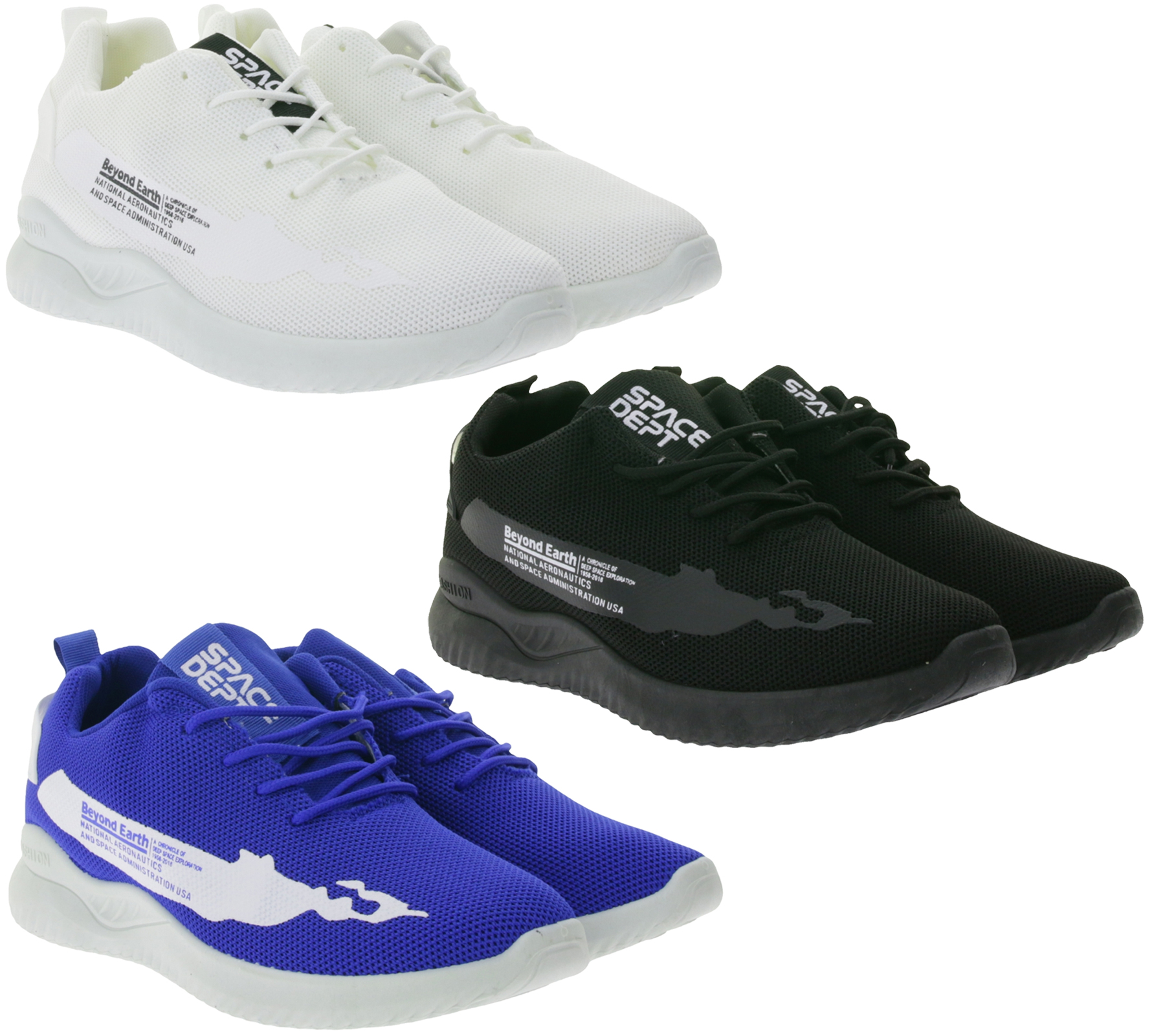 BEYOND THE RAINBOW Freizeit-Sneaker mit NASA Schriftzug Alltags-Schuhe Turnschuhe GNS-603 Blau, Weiß oder Schwarz