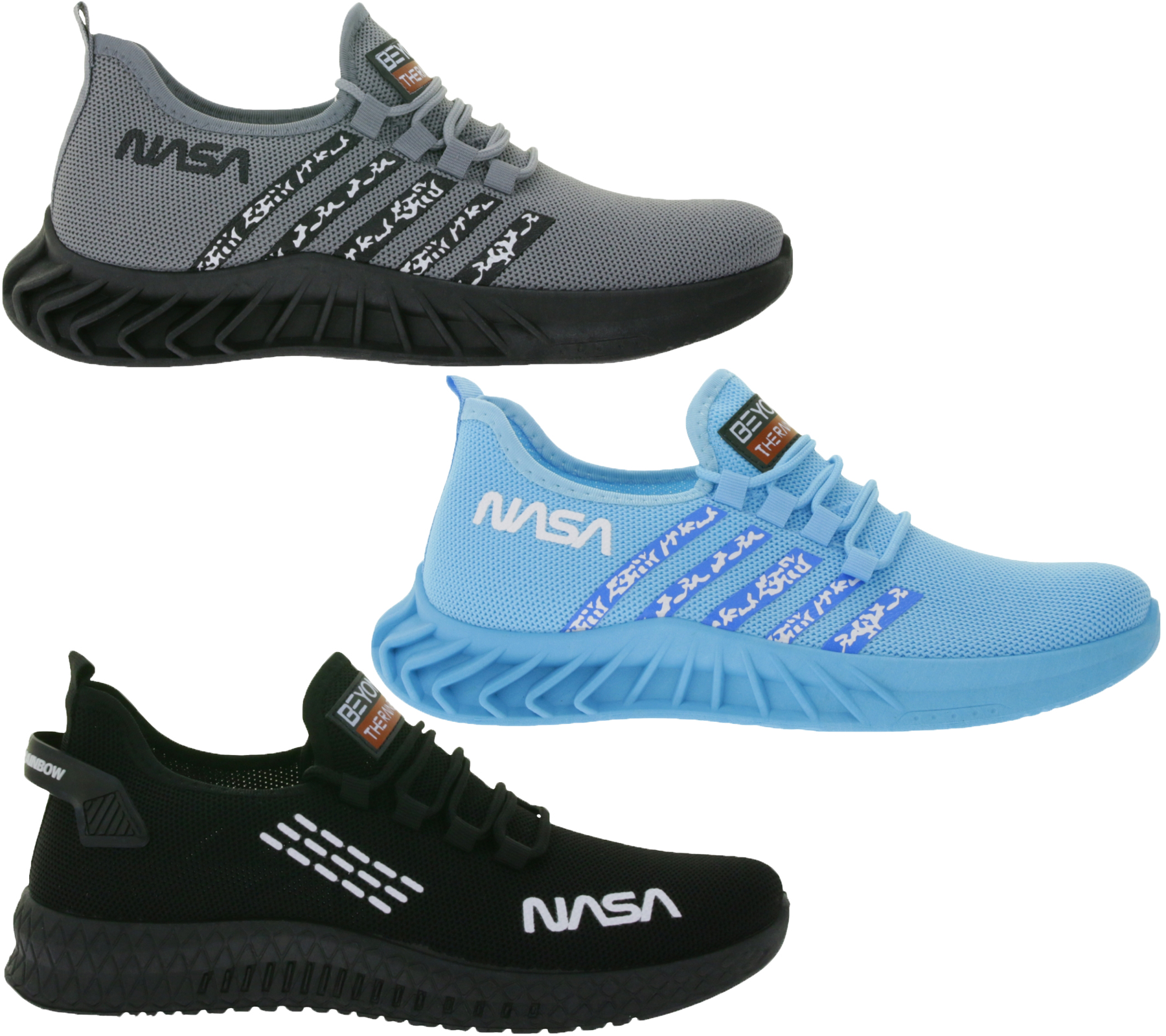 BEYOND THE RAINBOW Freizeit-Sneaker mit NASA Schriftzug Alltags-Schuhe Turnschuhe Schwarz, Blau oder Grau