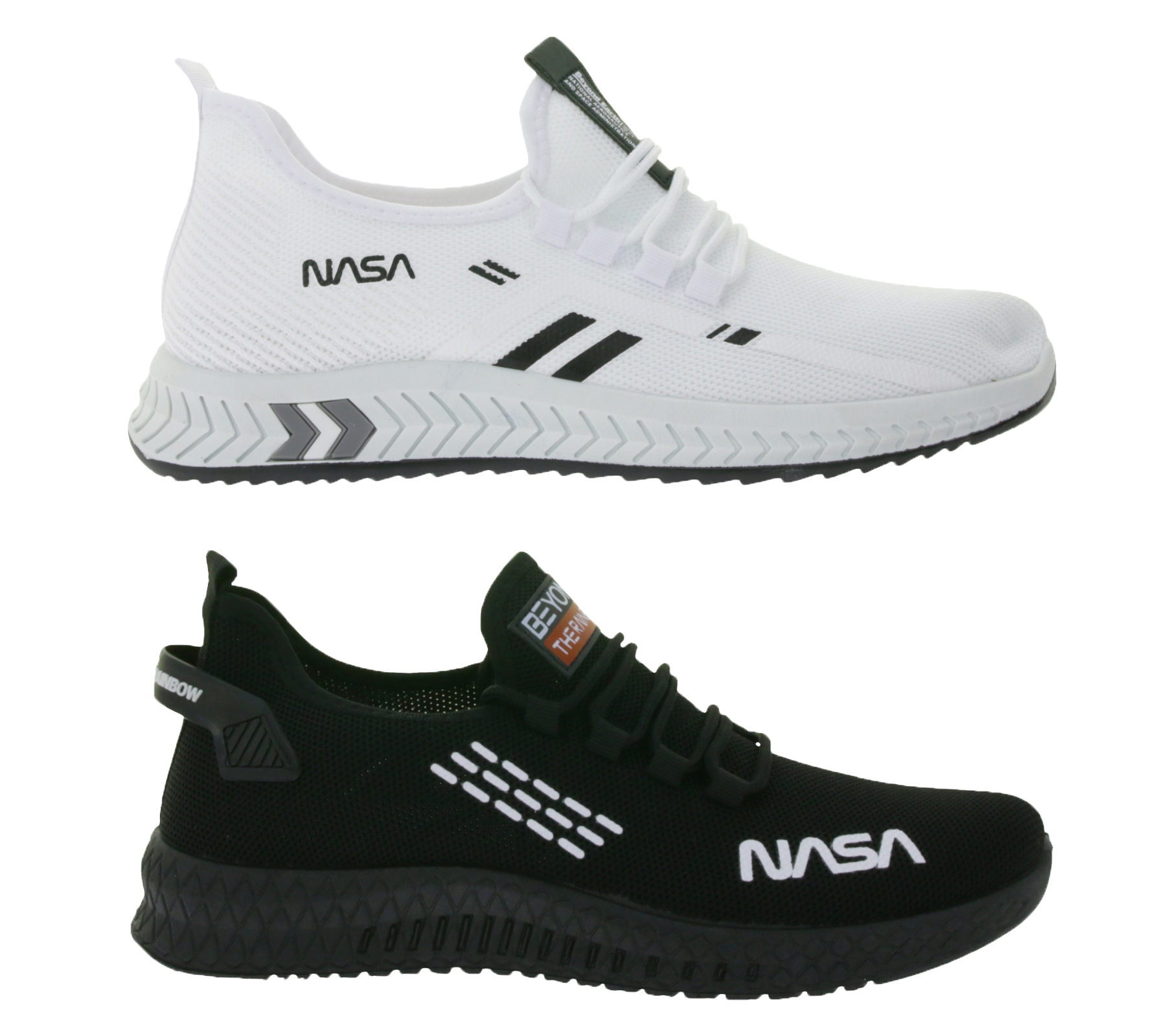 BEYOND THE RAINBOW Freizeit-Sneaker mit NASA Schriftzug Alltags-Schuhe Turnschuhe Schwarz oder Weiß