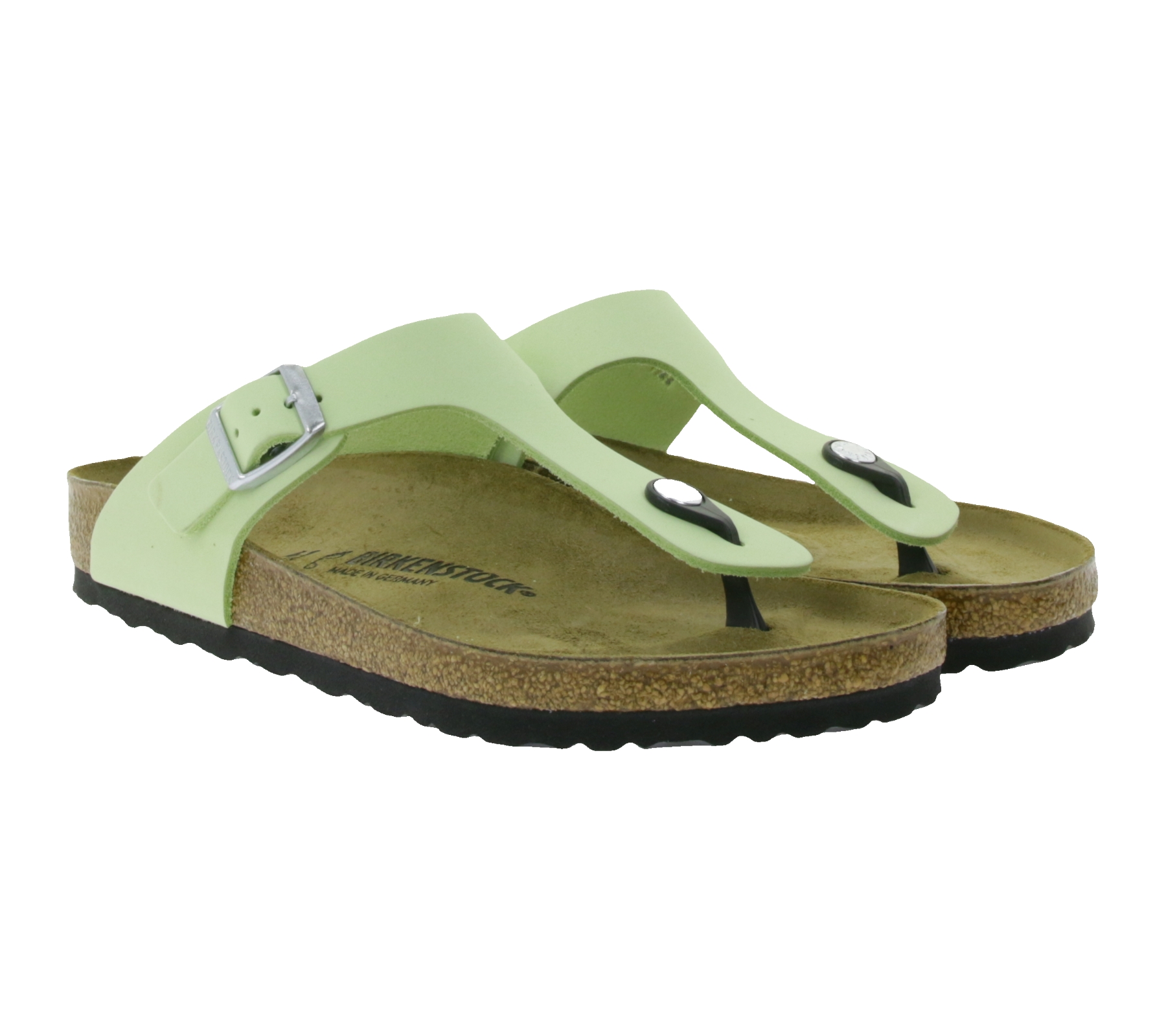BIRKENSTOCK Gizeh Damen moderne Pantoletten Made in Germany Sommer-Schuhe coole Schlappen aus Leder Normale Weite 1026519 Lime