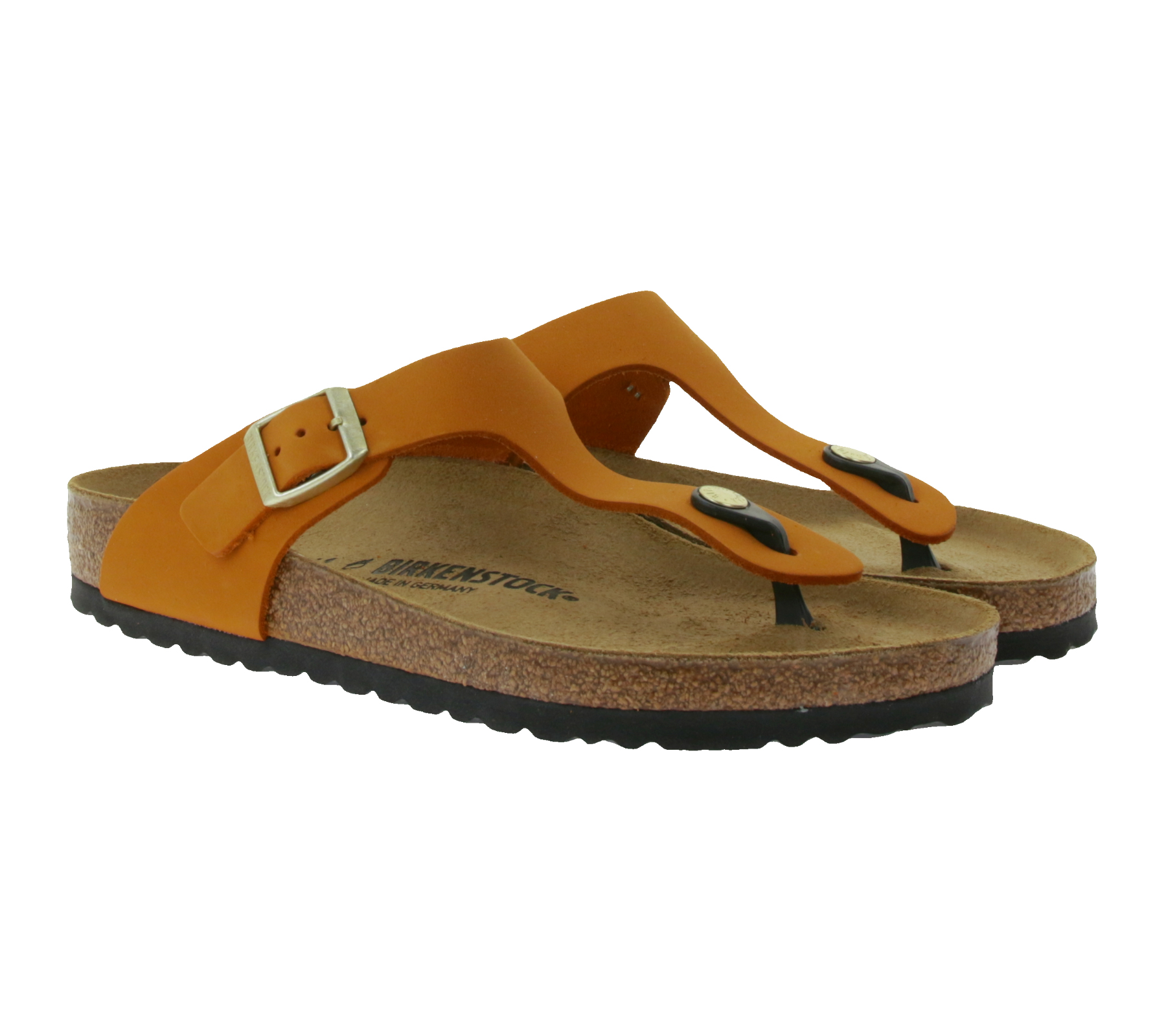 BIRKENSTOCK Gizeh Damen Zehentrenner moderne Nubukleder-Sandalen Made in Germany farbenfrohe Sommer-Schuhe normale Weite 1026584 Orange
