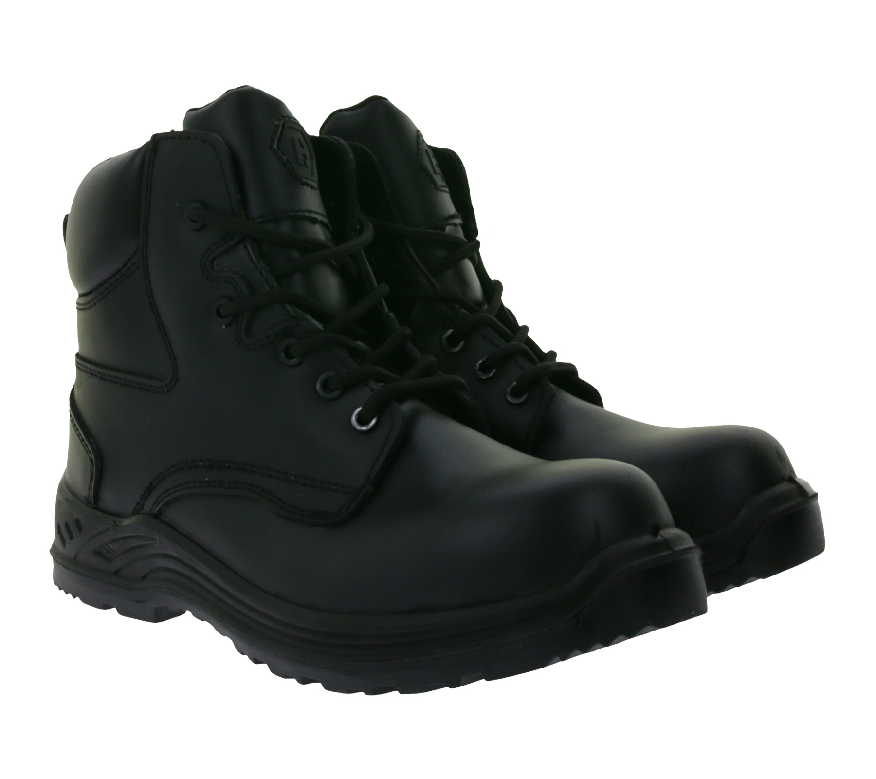 BLACKROCK Defender Damen wasserabweisende Sicherheits-Schuhe S3 aus Echtleder Arbeits-Stiefel mit HRO-Sohle Schnür-Schuhe CF2408 Schwarz