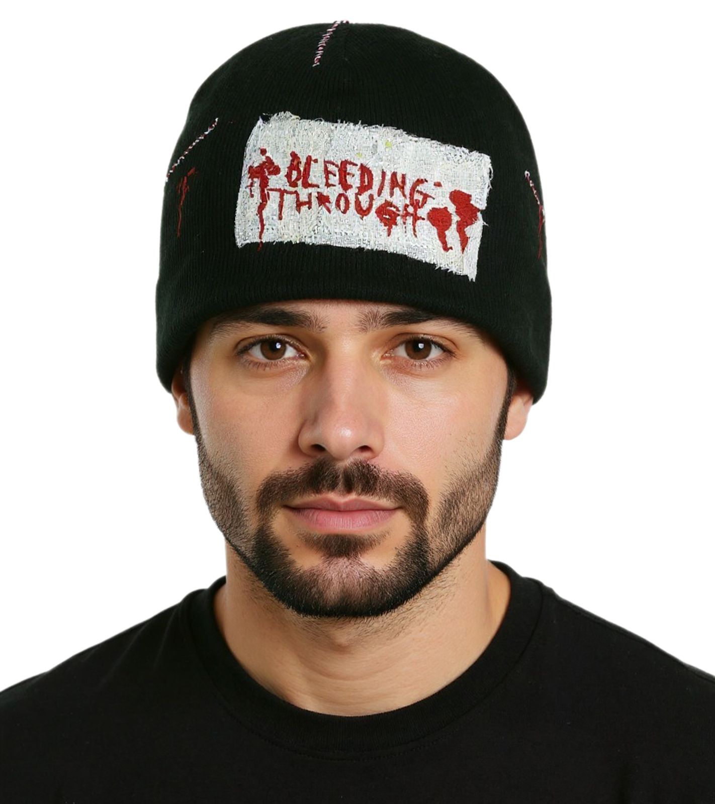 Bleeding Through Beanie kuschelige Mütze stylische Strick-Beanie Fan-Artikel KC109495BTH Schwarz