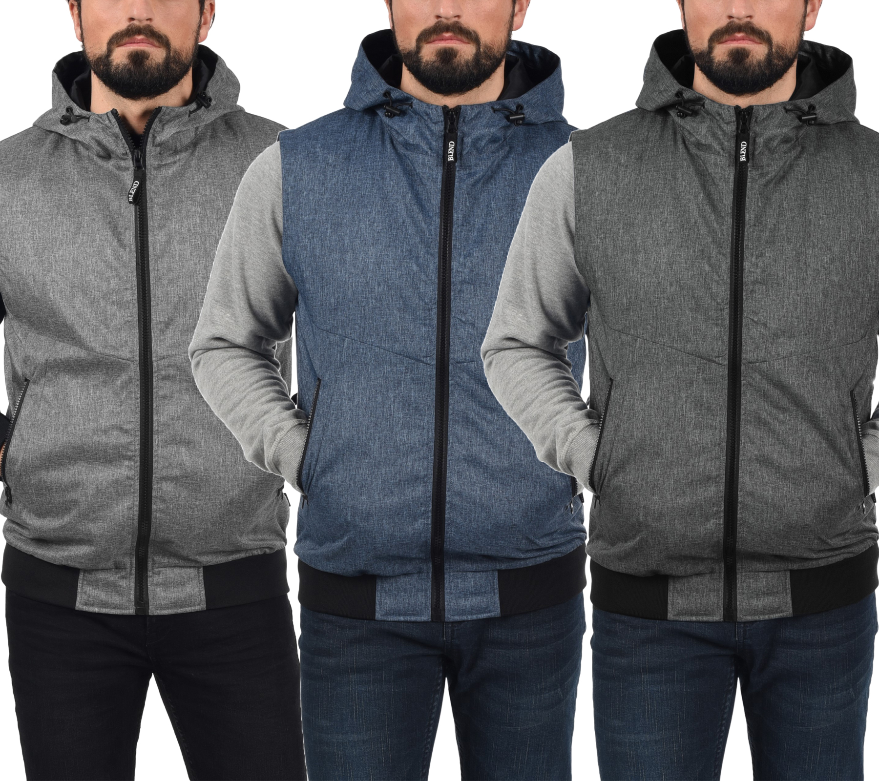 BLEND Herren Softshell-Weste Outdoor-Weste in Melange-Optik Nelo 20711506ME