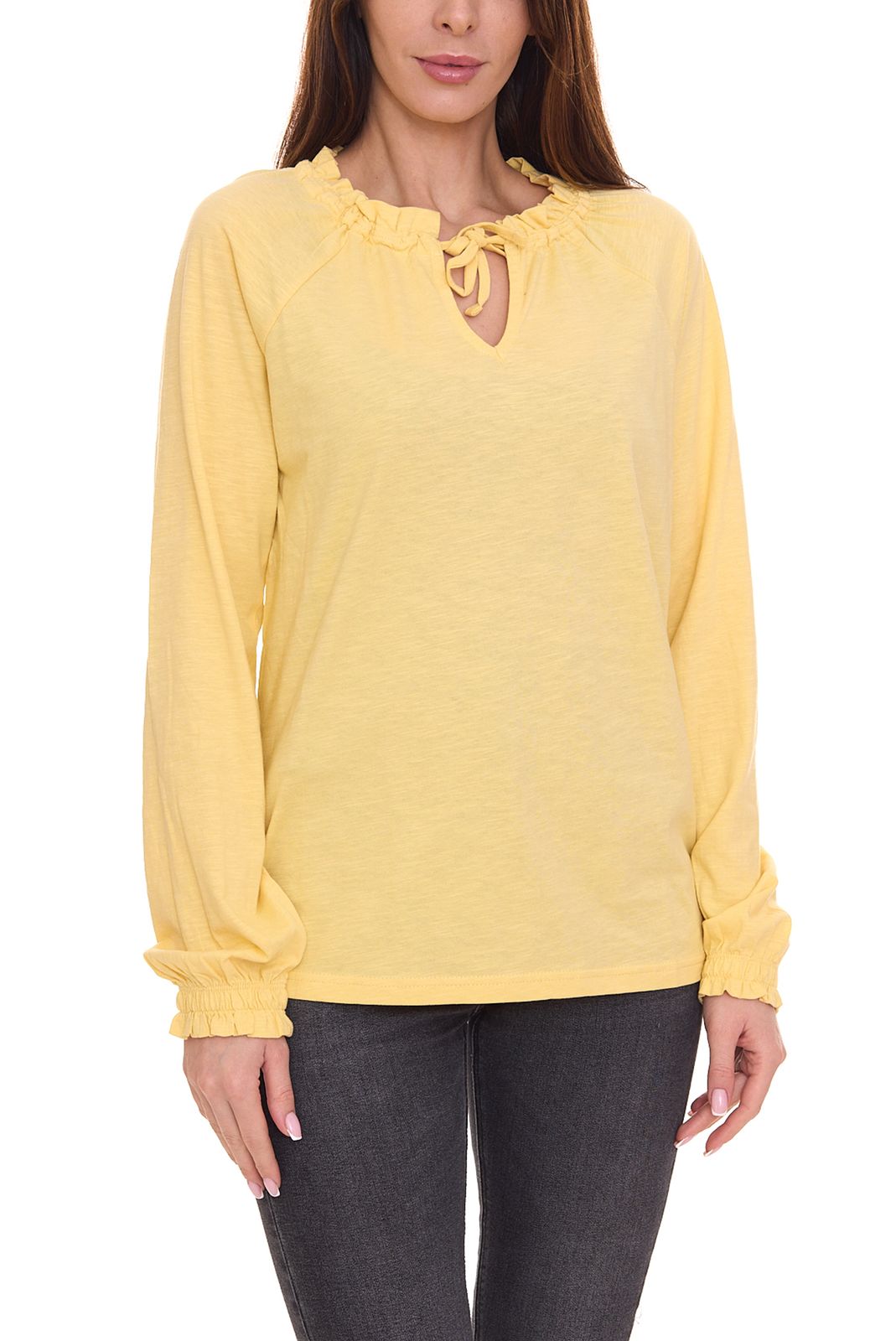 BOYSEN´S Bluse modische Damen Schlupf-Bluse Baumwoll-Bluse 28100124 Gelb