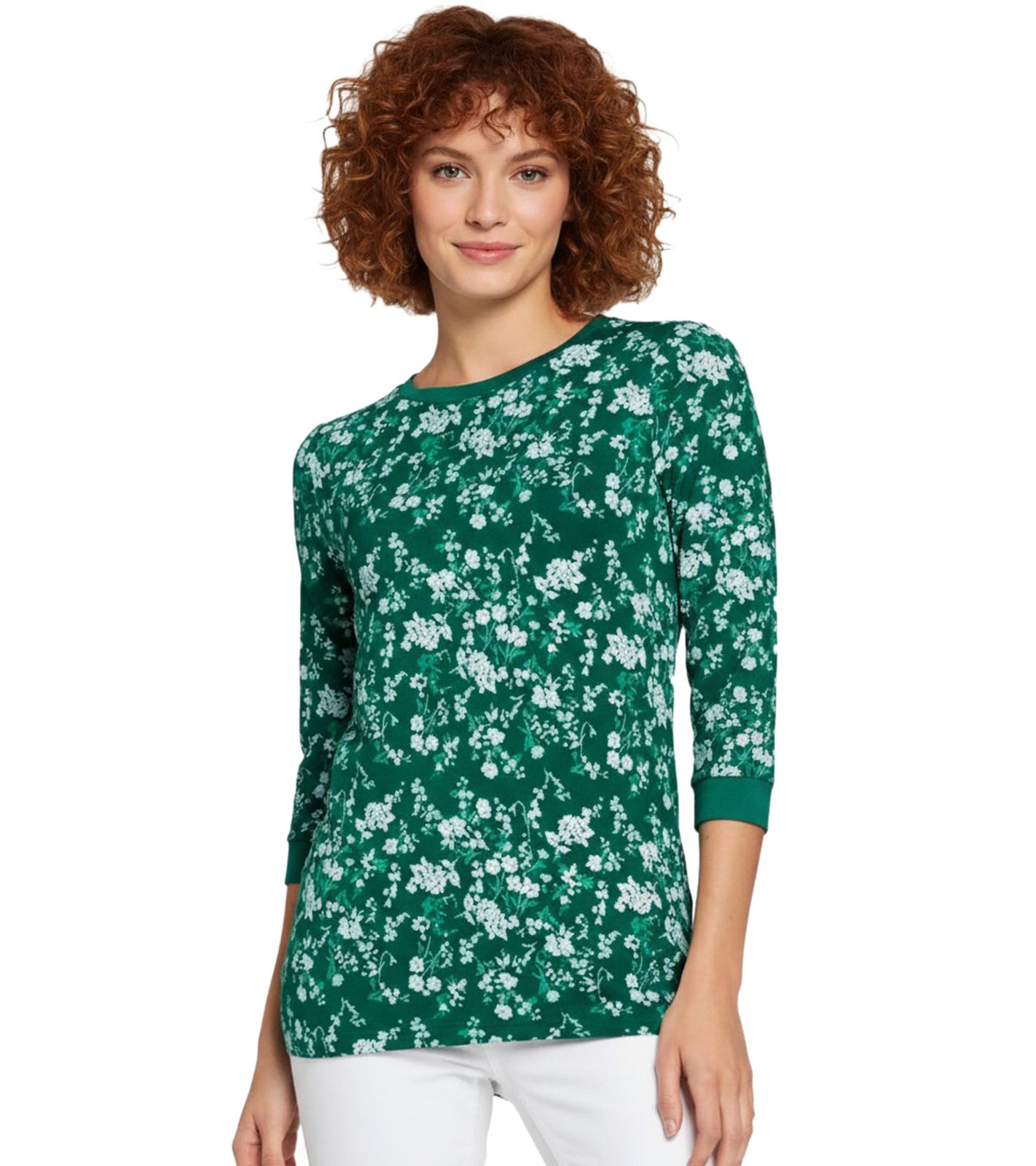 BOYSEN´S Damen Shirt modisches Shirt mit 3/4 Ärmeln und Blütendruck 42406115 Grün