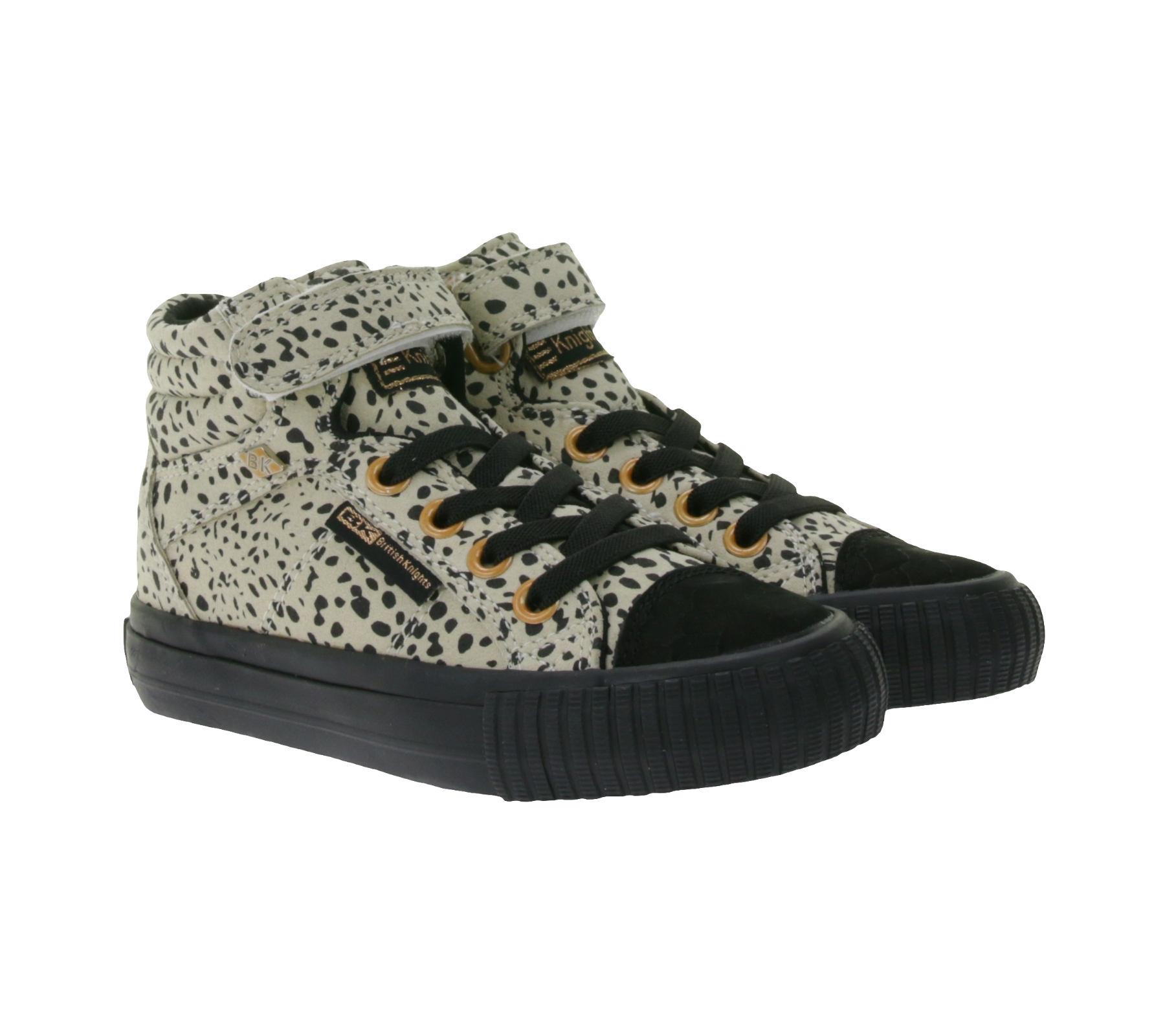 BRITISH KNIGHTS Dee Kinder Mid-Top Sneaker mit Punkten Mädchen und Jungen Schnür-Schuhe mit verstärktem Zehenbereich B48-3728C-01 Beige/Schwarz