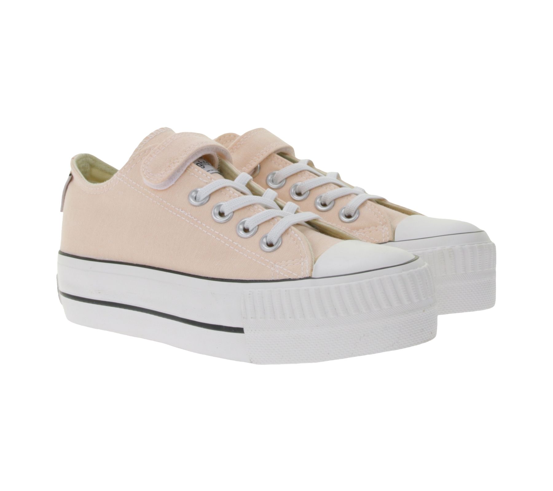 BRITISH KNIGHTS Kaya Low Kinder Low-Top Canvas-Sneaker mit verstärktem Zehenbereich und Plateau Schnür-Schuhe B49-3705C-03 Nude-Rosa