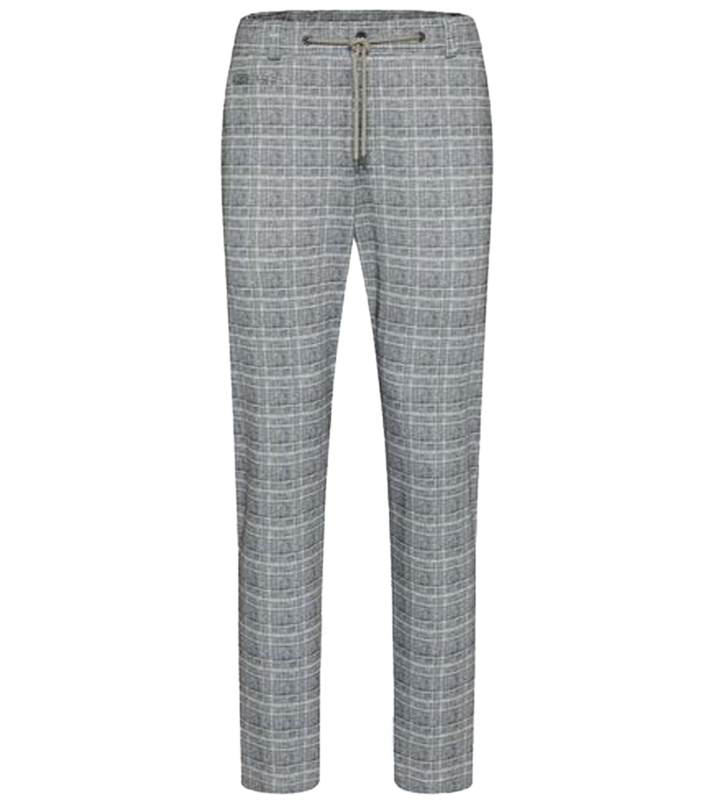 bugatti Herren Chino-Hose modische Freizeit-Hose im Karo-Muster 51733142 Grau/Schwarz/Weiß
