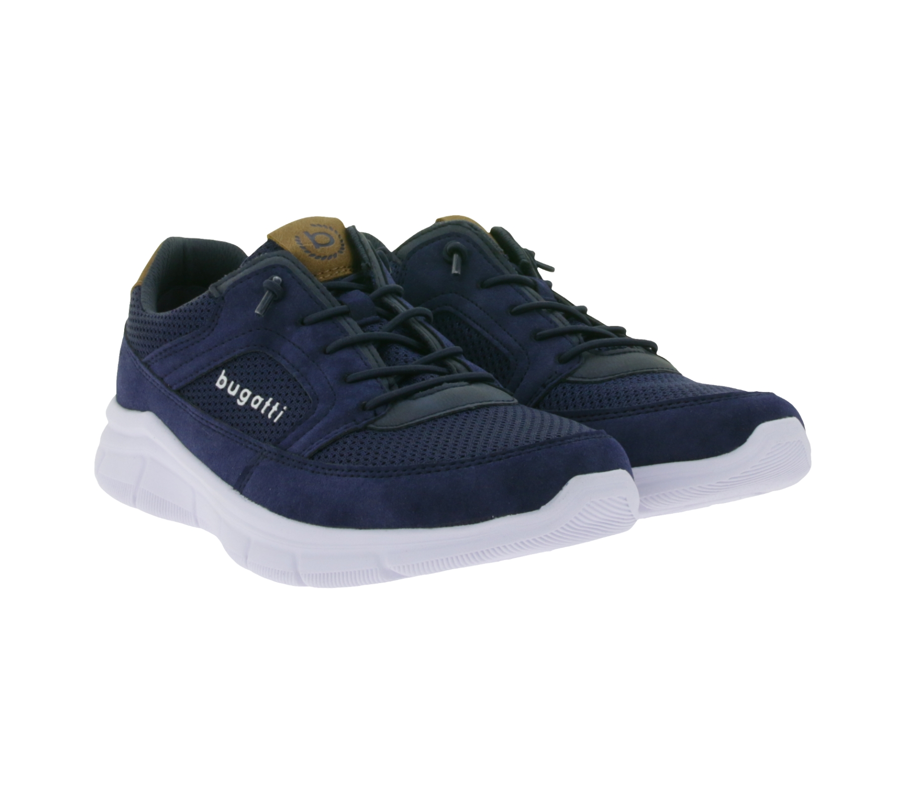 bugatti Trevor Herren Low-Top Sneaker Schnür-Schuhe mit Label-Print City-Schuhe 343-AFA11-6900 Blau